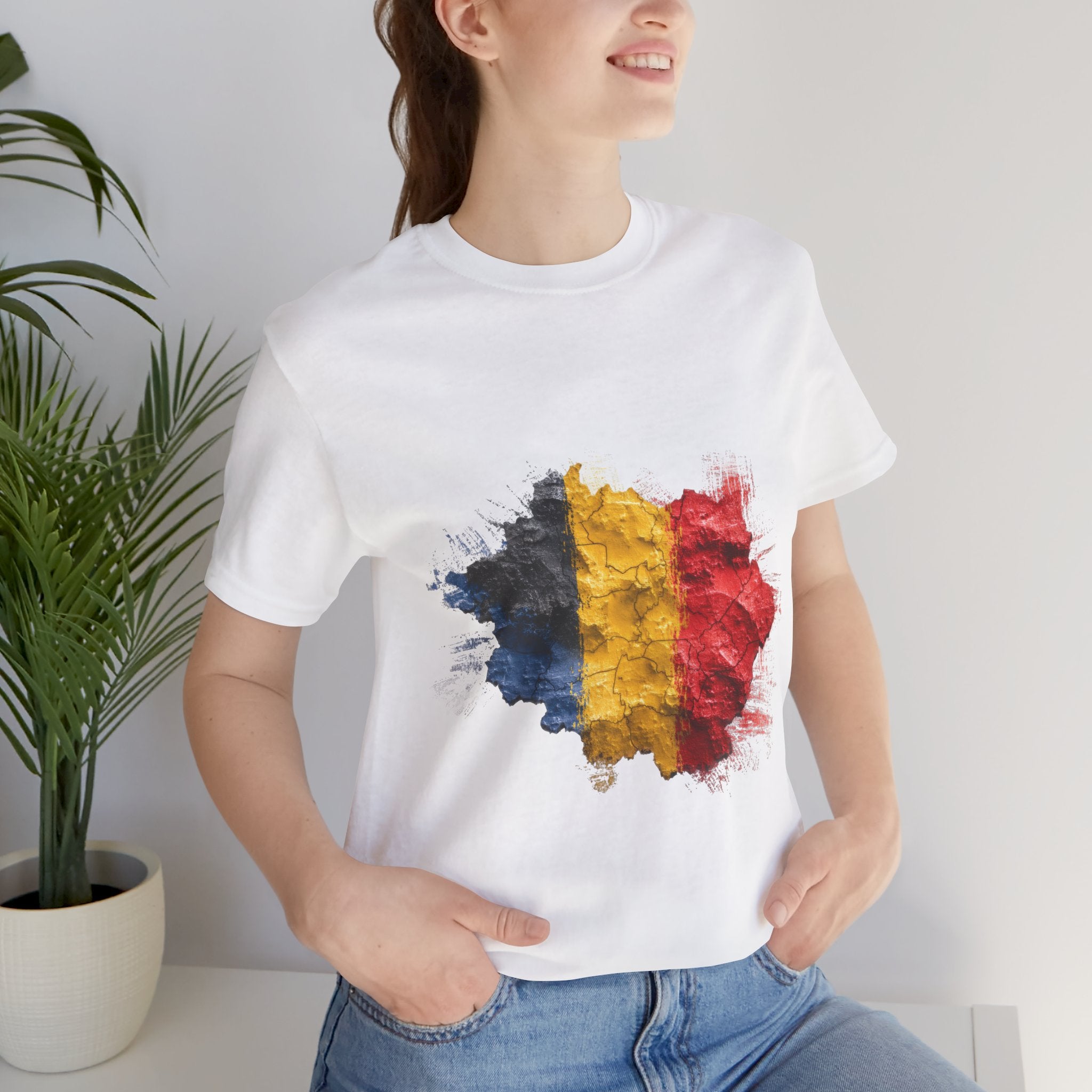 Belgium Flag Map T-Shirt — Grunge Romanian Pride Tee