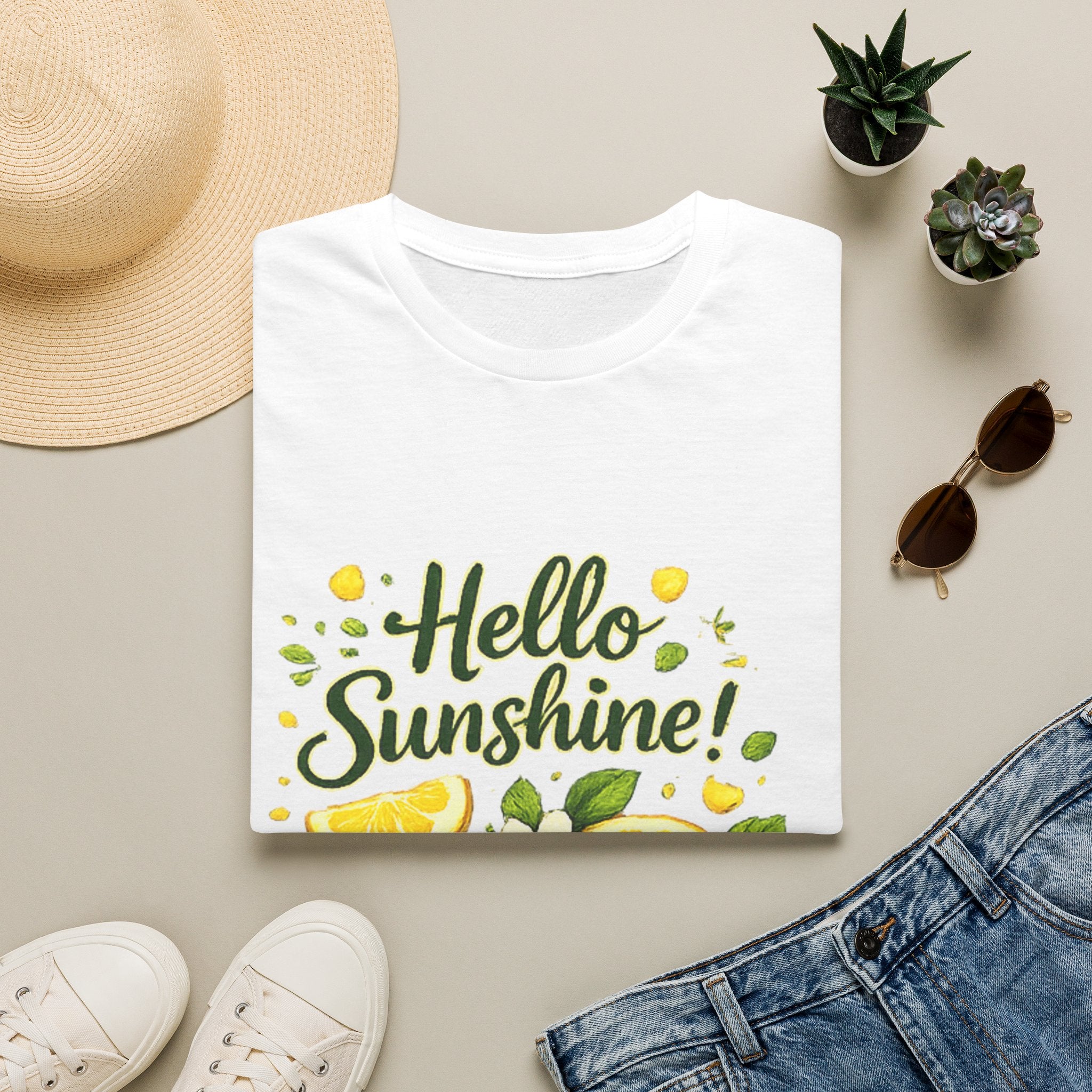 Hello Sunshine Uni Sex T-Shirt — Lemon Floral Summer Tee