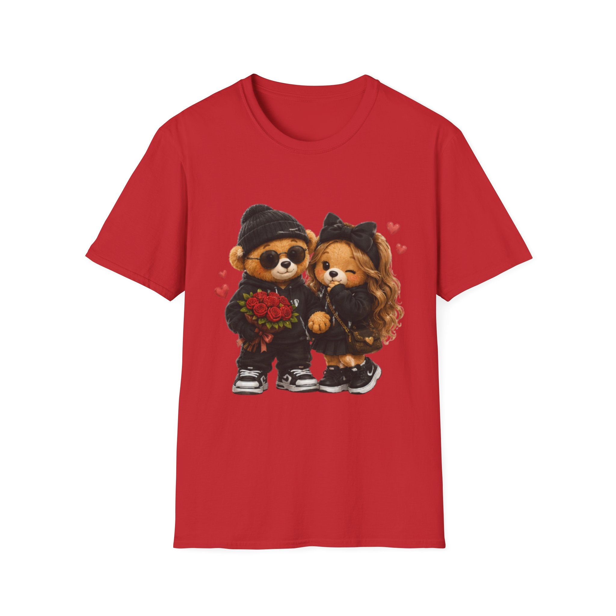 Cute Couple Bears unisex T-Shirt - Romantic Valentine’s Day Graphic Tee with Teddy Pair Holding Roses