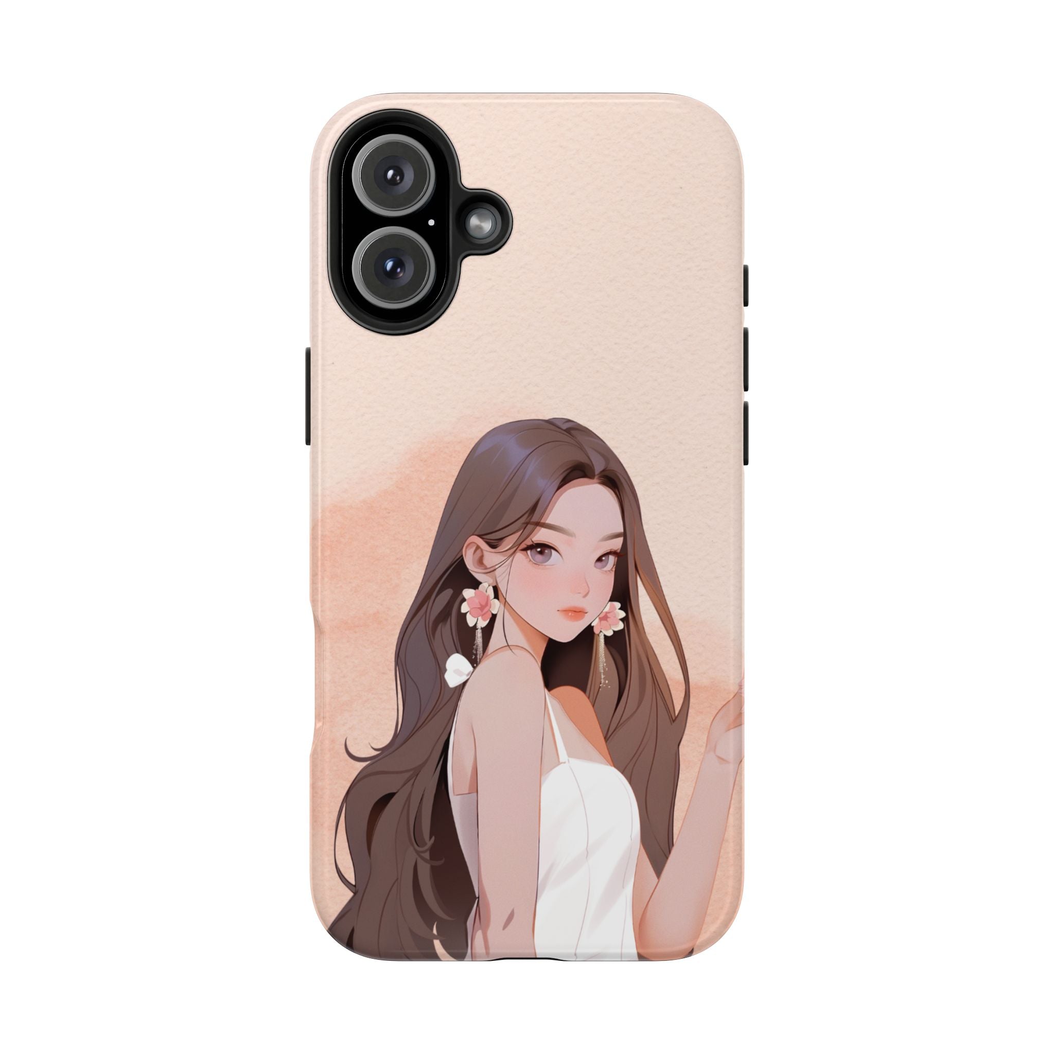 Tough Phone Case — Elegant Anime Girl Illustration, Protective Slim Phone Cover