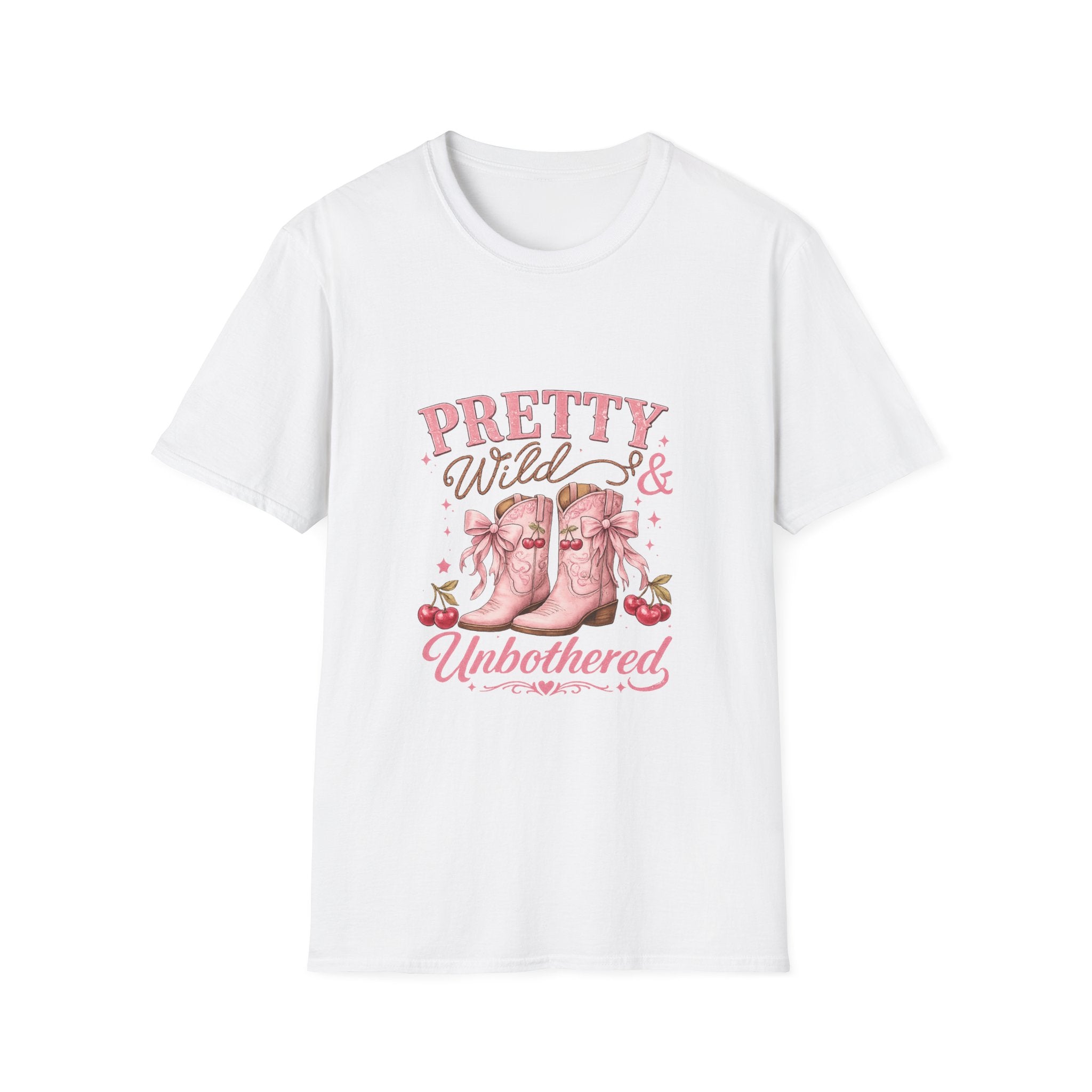 Coquette Cowgirl T-Shirt | Pretty Wild & Unbothered Pink Boots Graphic Tee