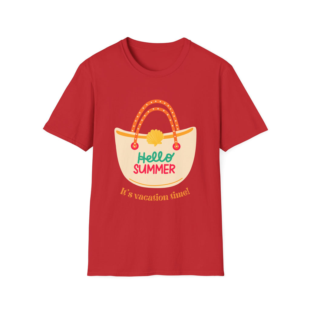 Hello Summer Tote Graphic T-Shirt — "Hello Summer, It’s Vacation Time!"