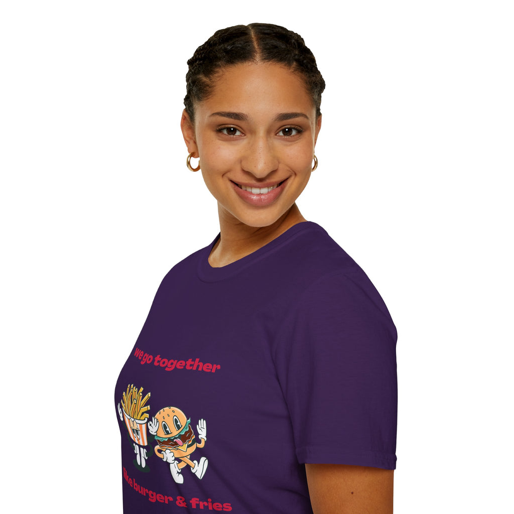 Burger & Fries Graphic T-Shirt — "We Go Together" Cute Matching Tee