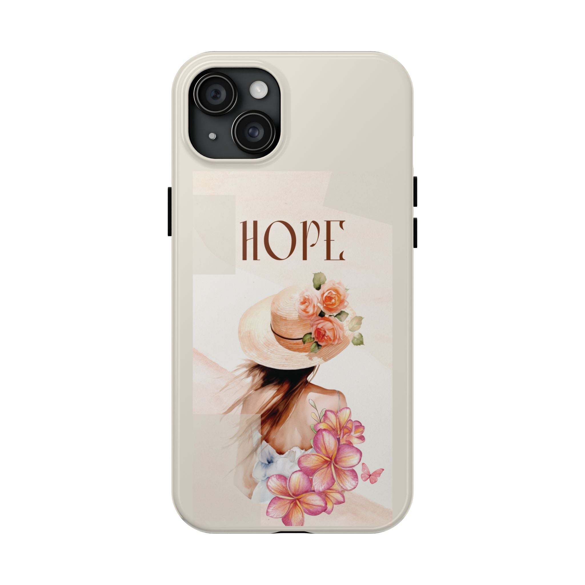 Hope Floral Tough Phone Case — Protective iPhone Case with Watercolor Girl & Flowers