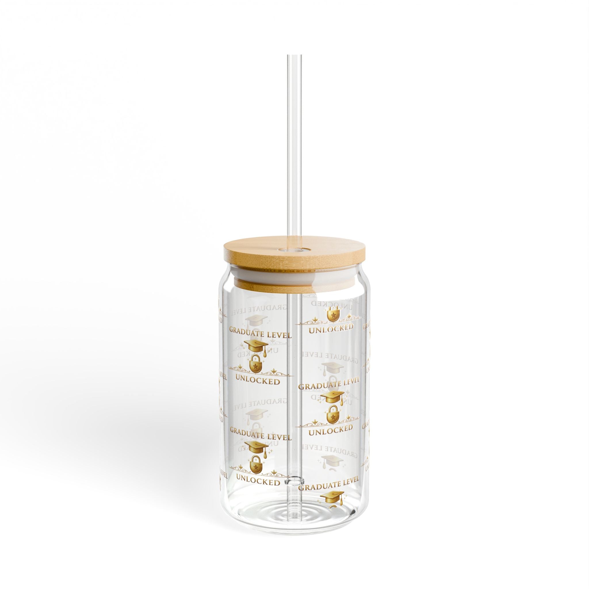 Graduation Sipper Glass 16oz — Reusable Bamboo Lid & Straw Tumbler (Celebrate Grad)