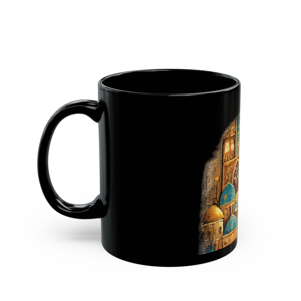 Black Ceramic Mug – Middle Eastern Princess Portrait Art Coffee Cup