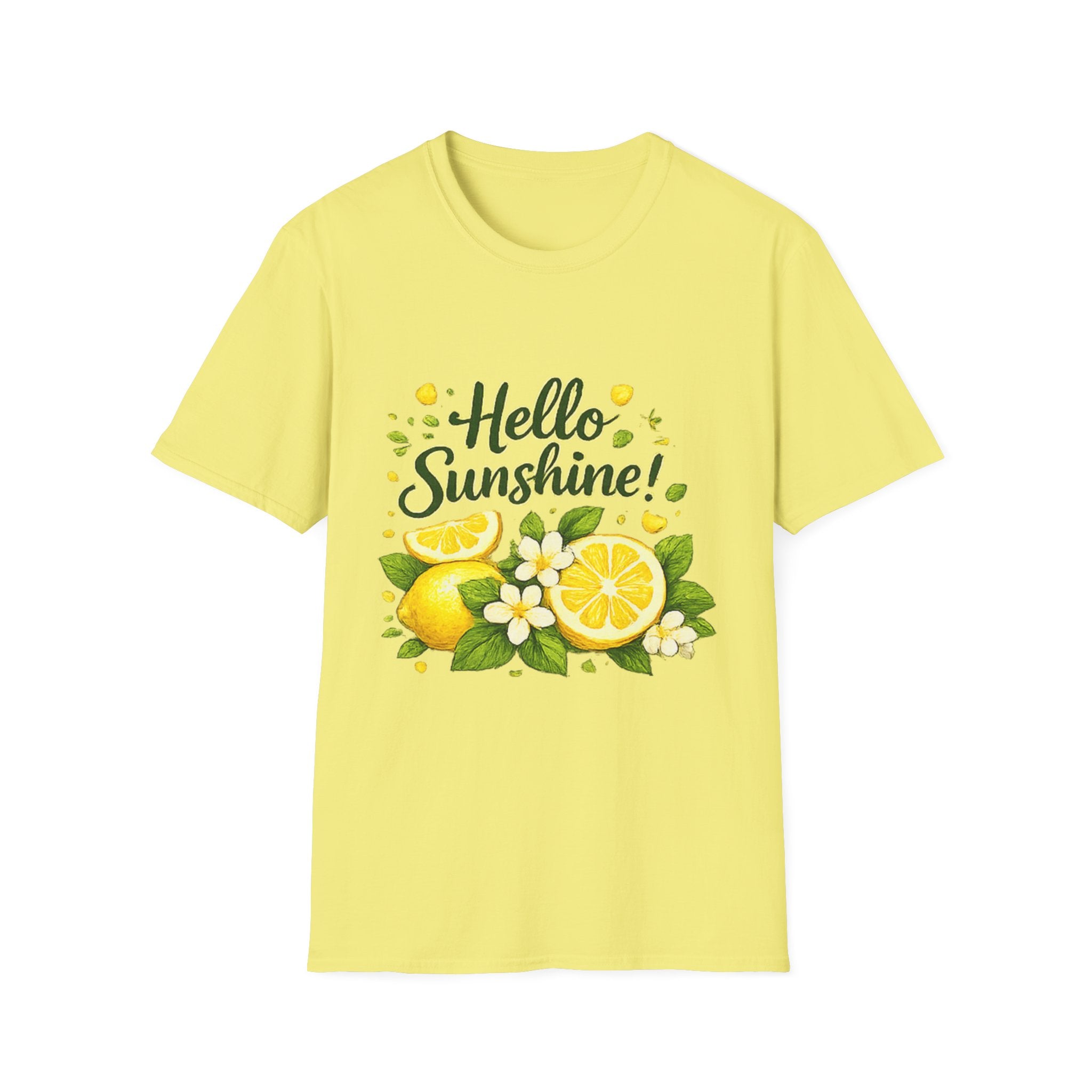 Hello Sunshine Uni Sex T-Shirt — Lemon Floral Summer Tee