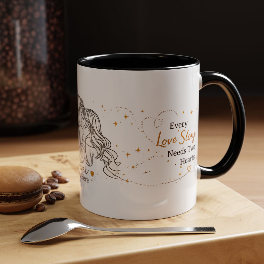 Romantic Accent Coffee Mug — "Forever Starts Here" Love Story Design