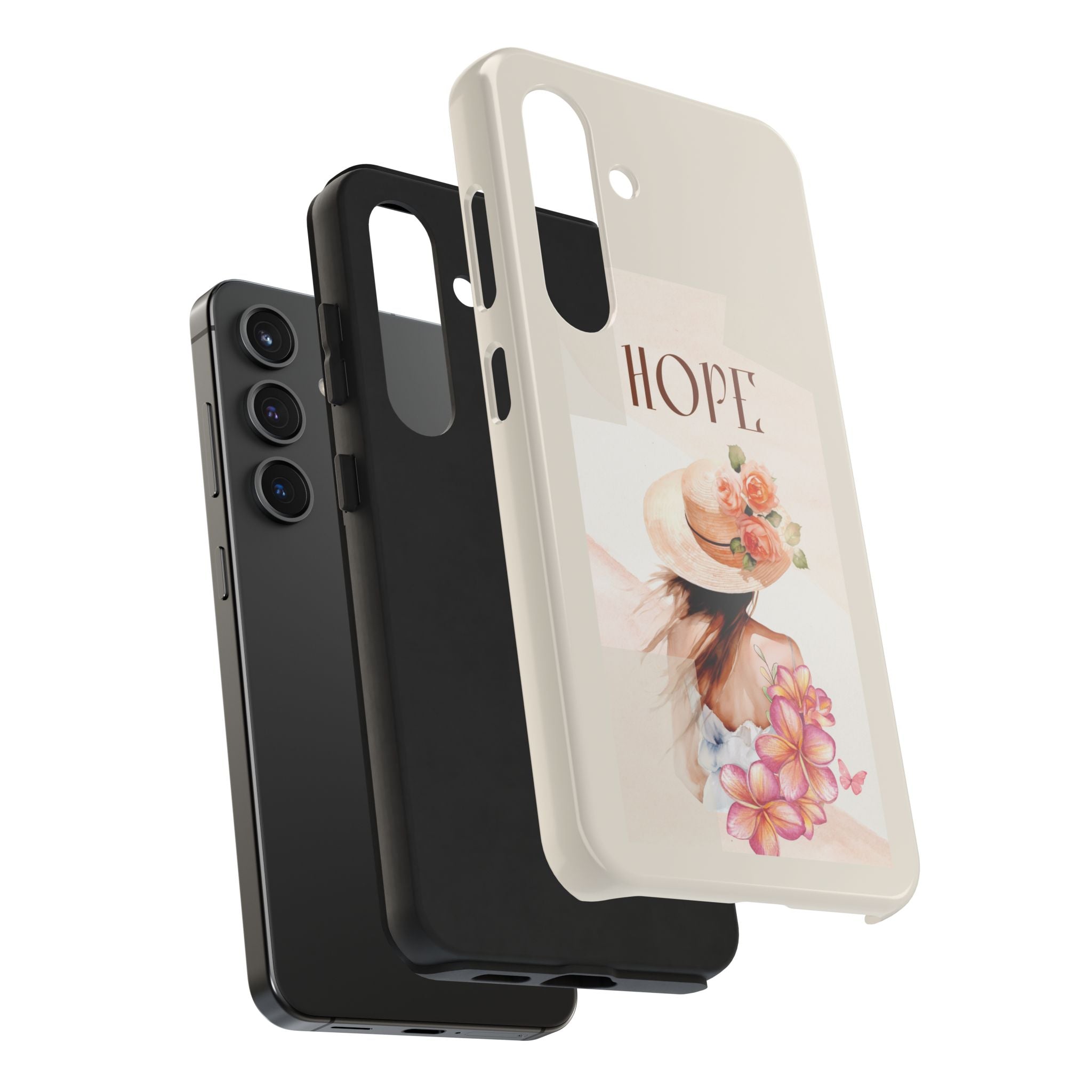 Hope Floral Tough Phone Case — Protective iPhone Case with Watercolor Girl & Flowers