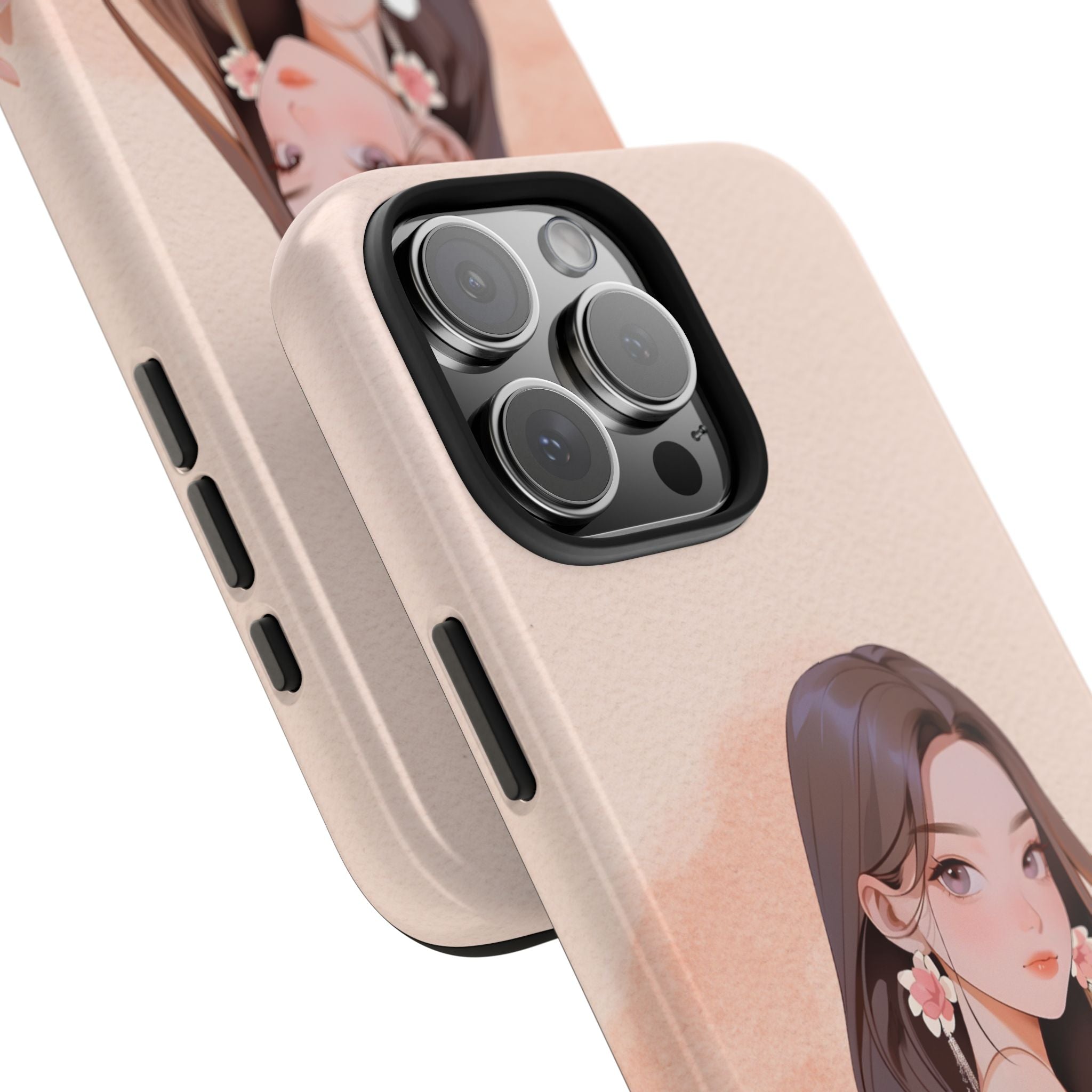 Tough Phone Case — Elegant Anime Girl Illustration, Protective Slim Phone Cover