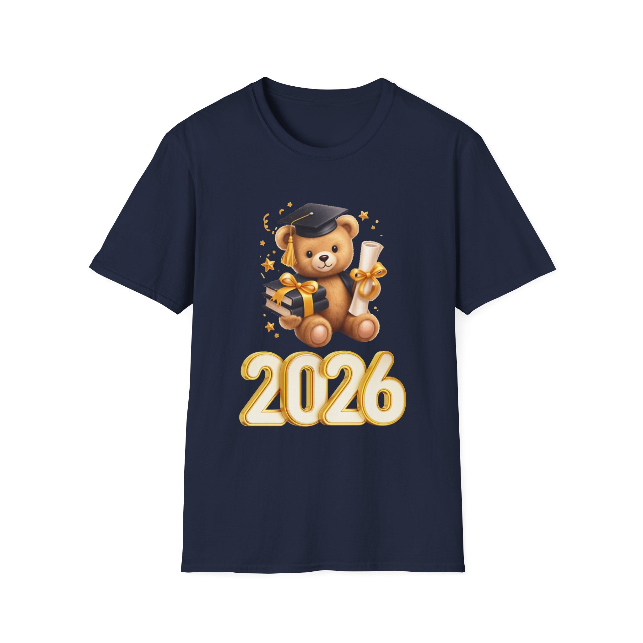 2026 Graduation Bear T-Shirt — Cute Teddy Grad Cap & Diploma Tee