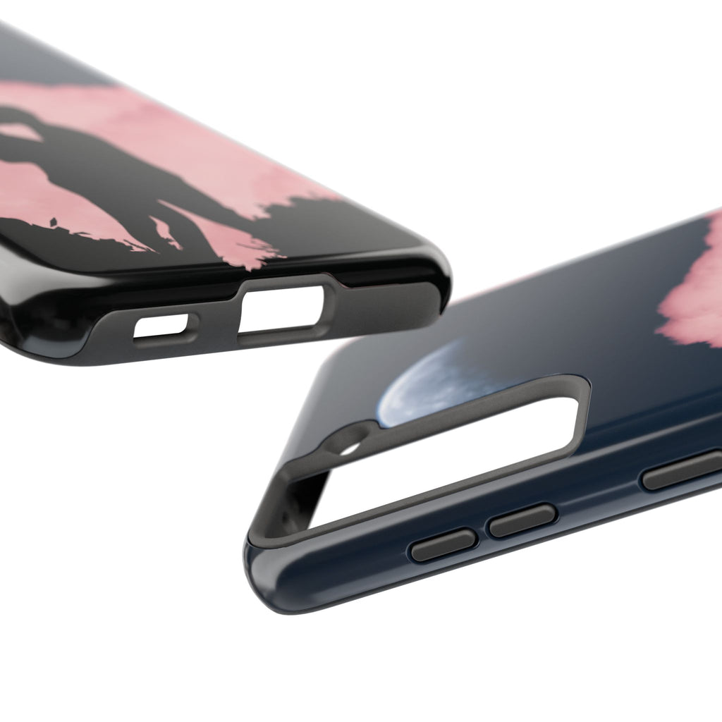 Tough Phone Case — Romantic Couple Silhouette with Moon & Pink Cloud