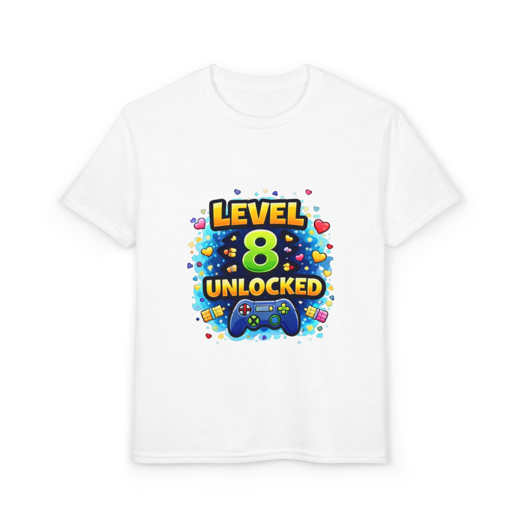 Kids T-Shirt — "Level 8 Unlocked" Birthday Gamer Tee