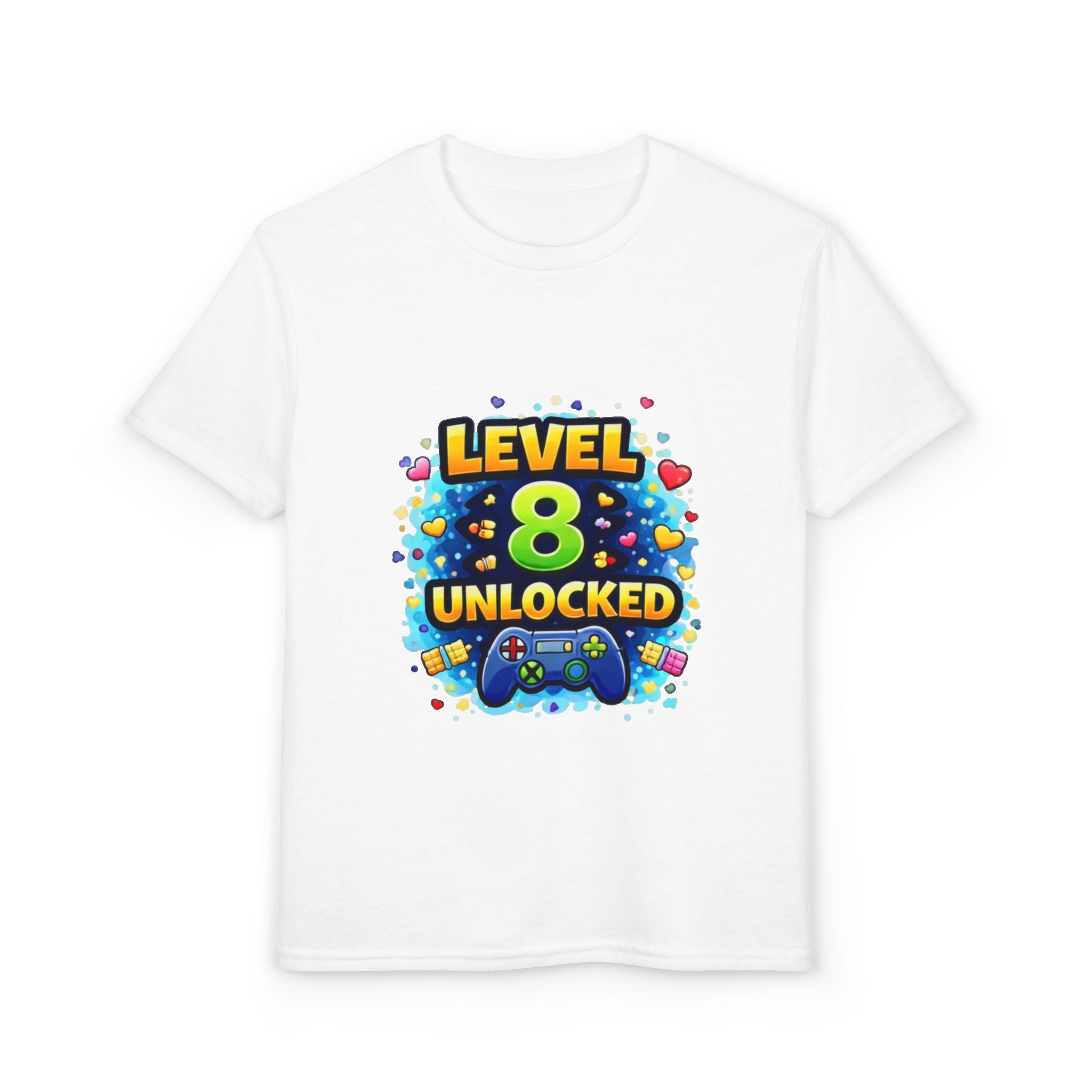 Kids T-Shirt — "Level 8 Unlocked" Birthday Gamer Tee