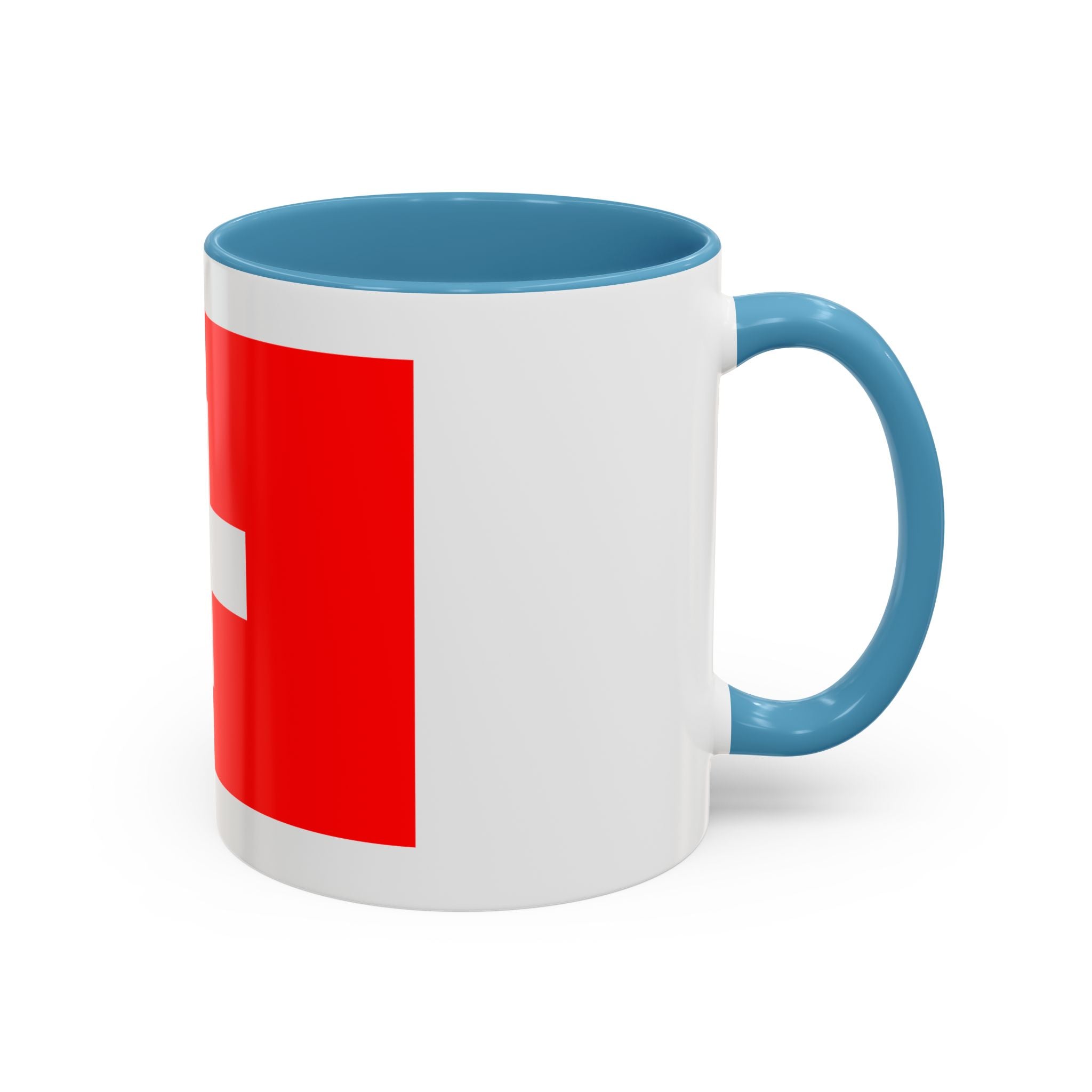 Switzerland Flag Accent Coffee Mug — Red White Swiss Cross Ceramic Mug (11/15oz)