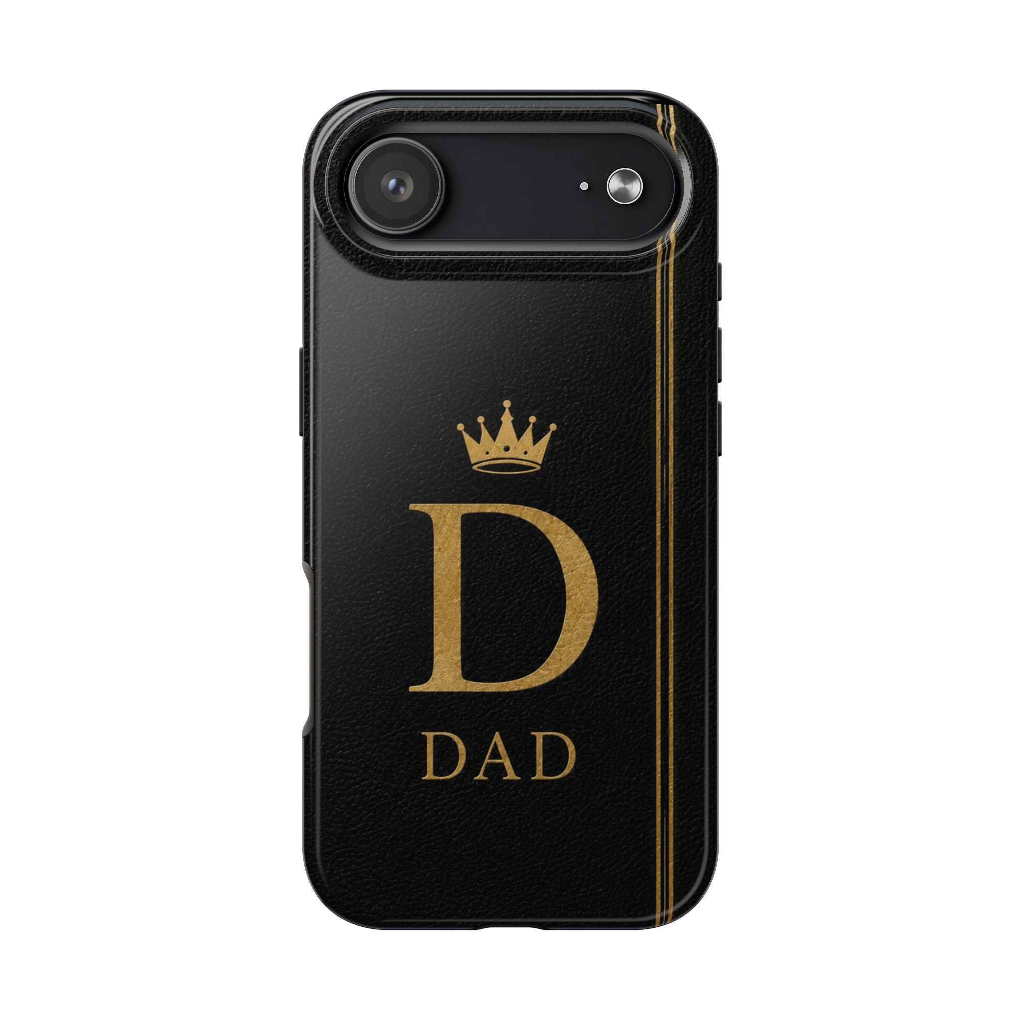 Dad Monogram Tough Phone Case — Black Gold Crown Initial