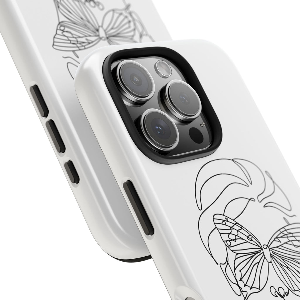 Butterfly Line Art Tough Phone Case — Minimalist Woman Face Design