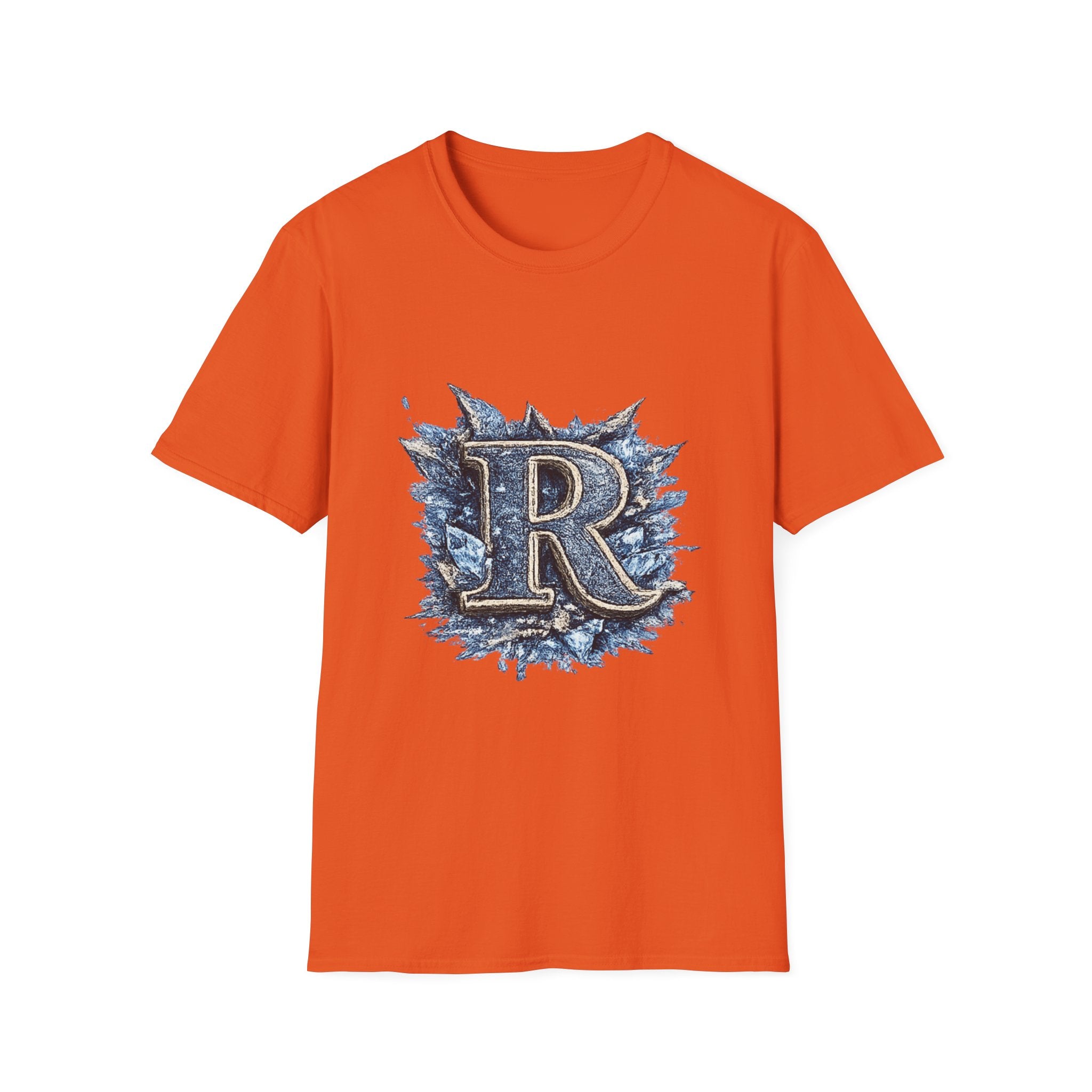 R Crest Graphic T-Shirt — Vintage Blue Letter R Logo Tee