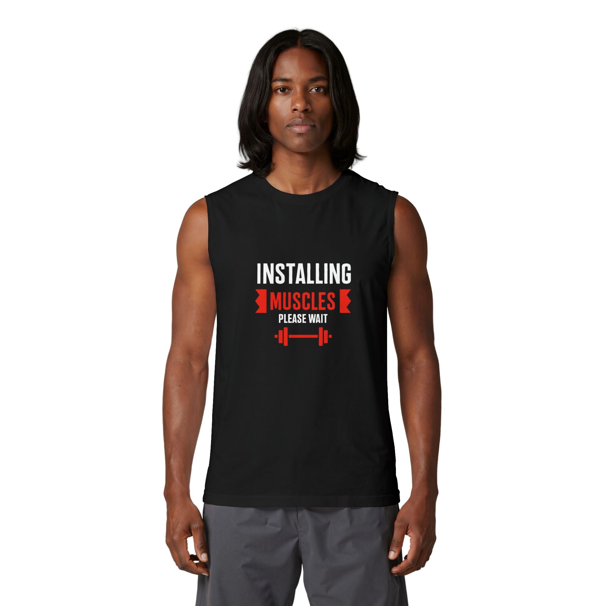 Installing Muscles Tank Top — Funny Gym Workout Muscle Tank