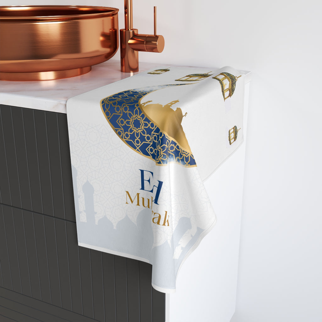 Eid Mubarak Crescent Moon Hand Towel – Ramadan & Eid Decorative Kitchen Towel