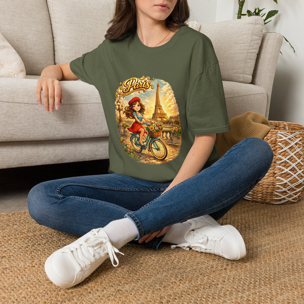 Paris Retro Bicycle T-Shirt — Vintage Eiffel Tower Travel Tee