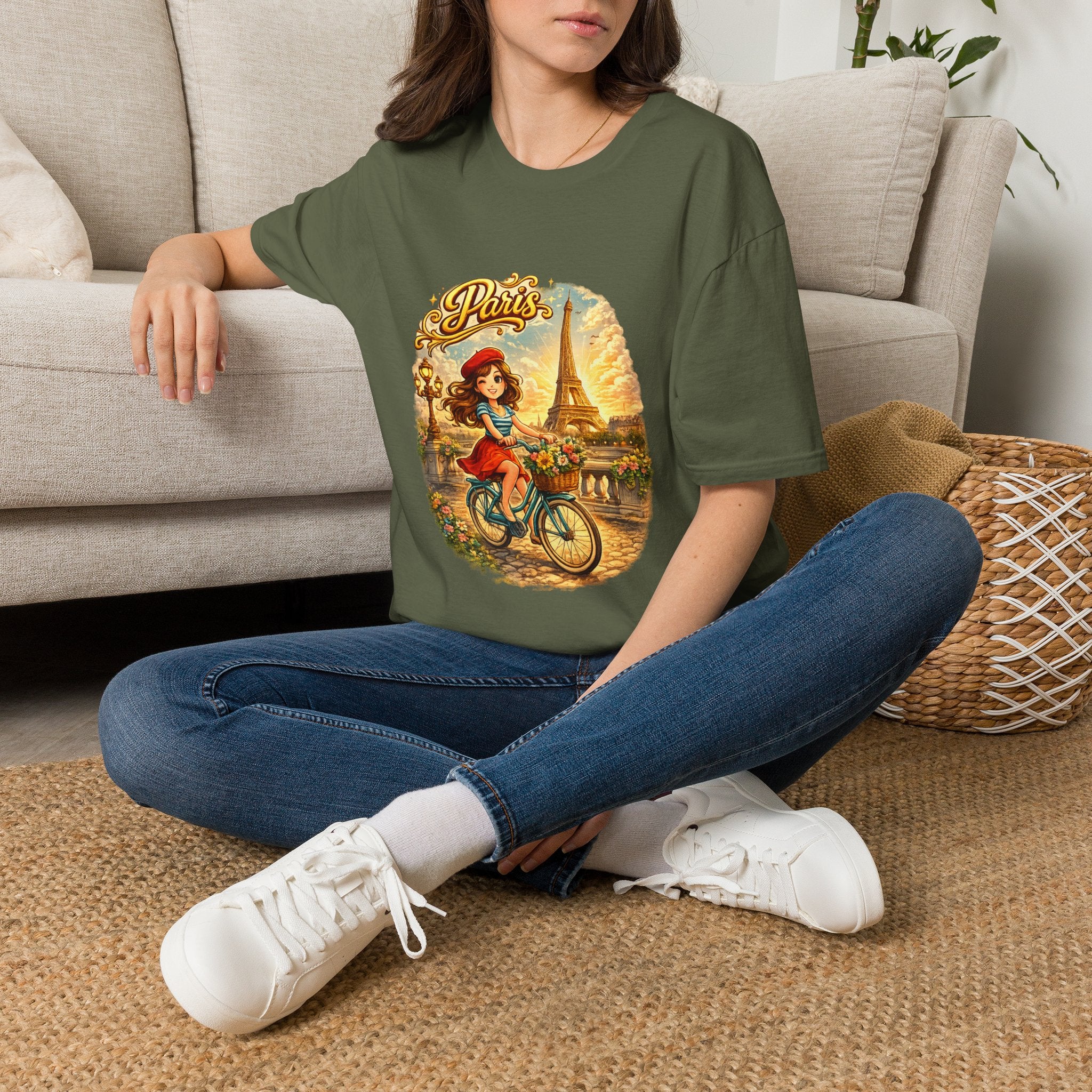 Paris Retro Bicycle T-Shirt — Vintage Eiffel Tower Travel Tee