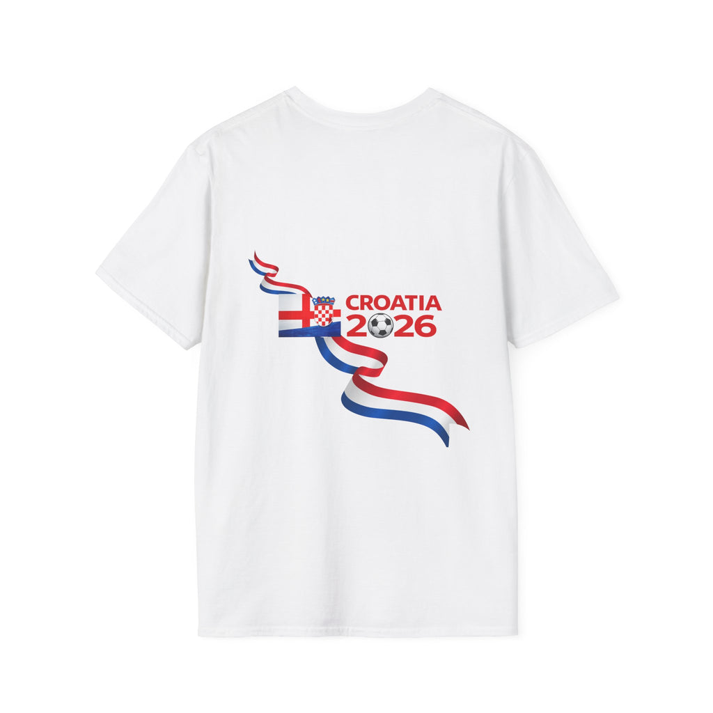 Croatia 2026 Flag T-Shirt — Croatian Crest & Ribbon Soccer Fan Tee