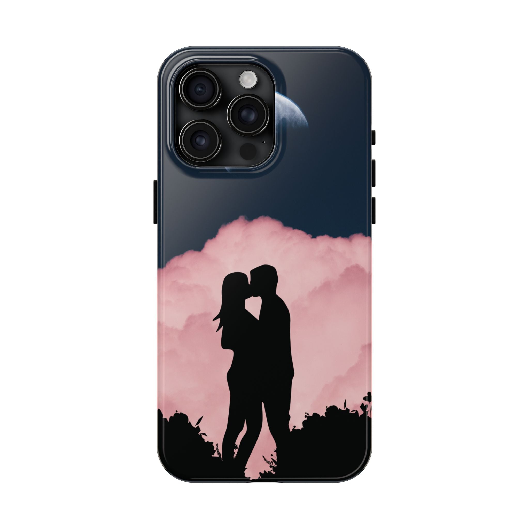 Tough Phone Case — Romantic Couple Silhouette with Moon & Pink Cloud