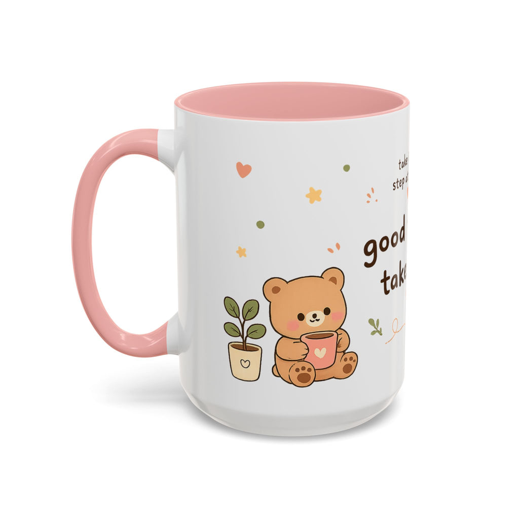 Inspirational Accent Coffee Mug — "Good Things Take Time" Motivational Ceramic Mug