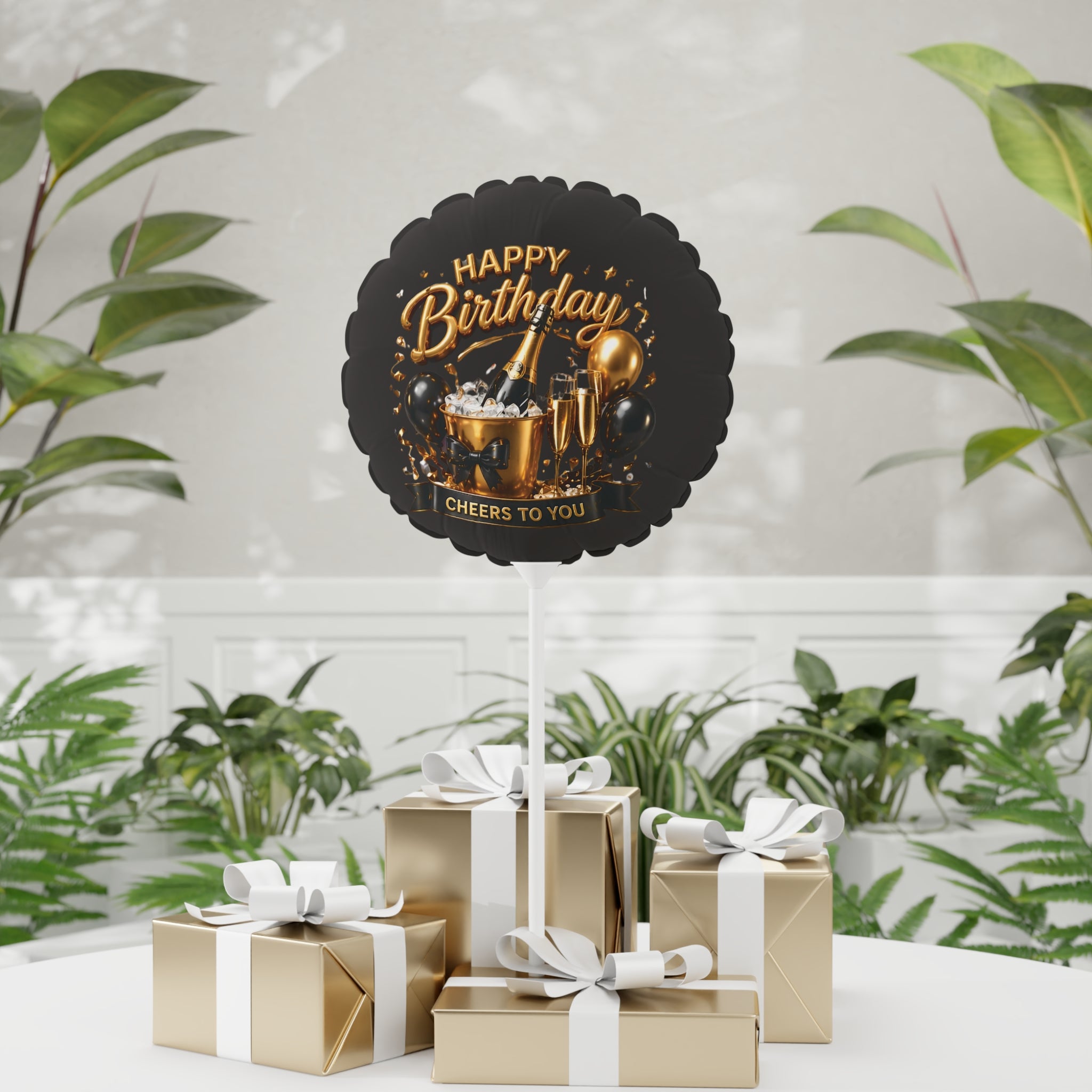 Happy Birthday Champagne Balloon — 11" Round Foil 'Cheers to You'