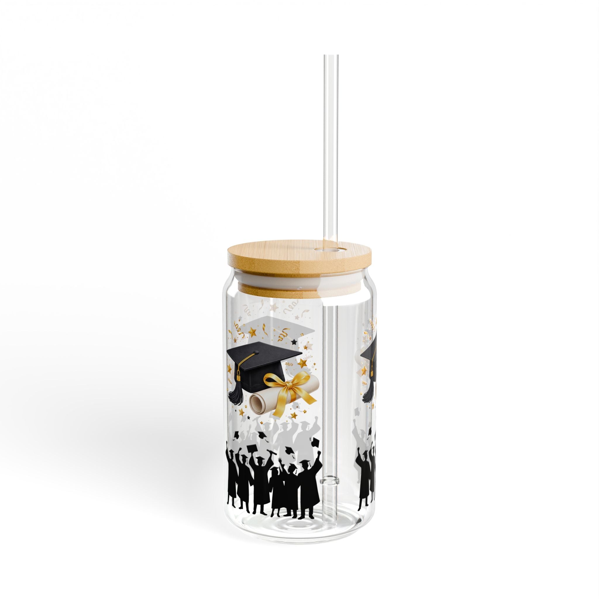 Graduation Cheers Sipper Glass - 16oz Graduation Cap & Diploma Party Tumbler