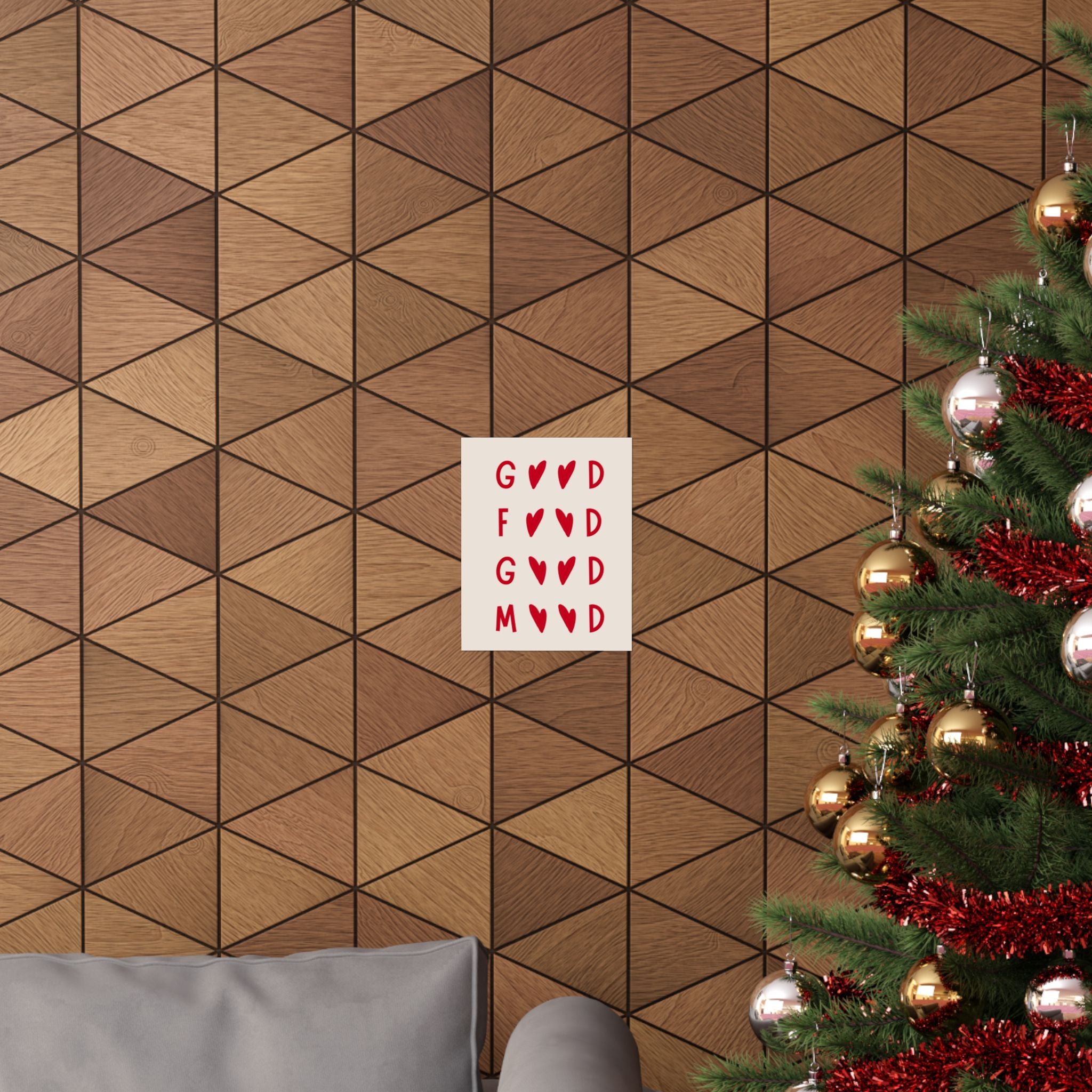Good Mood Poster — Red Heart Typography Matte Vertical Art