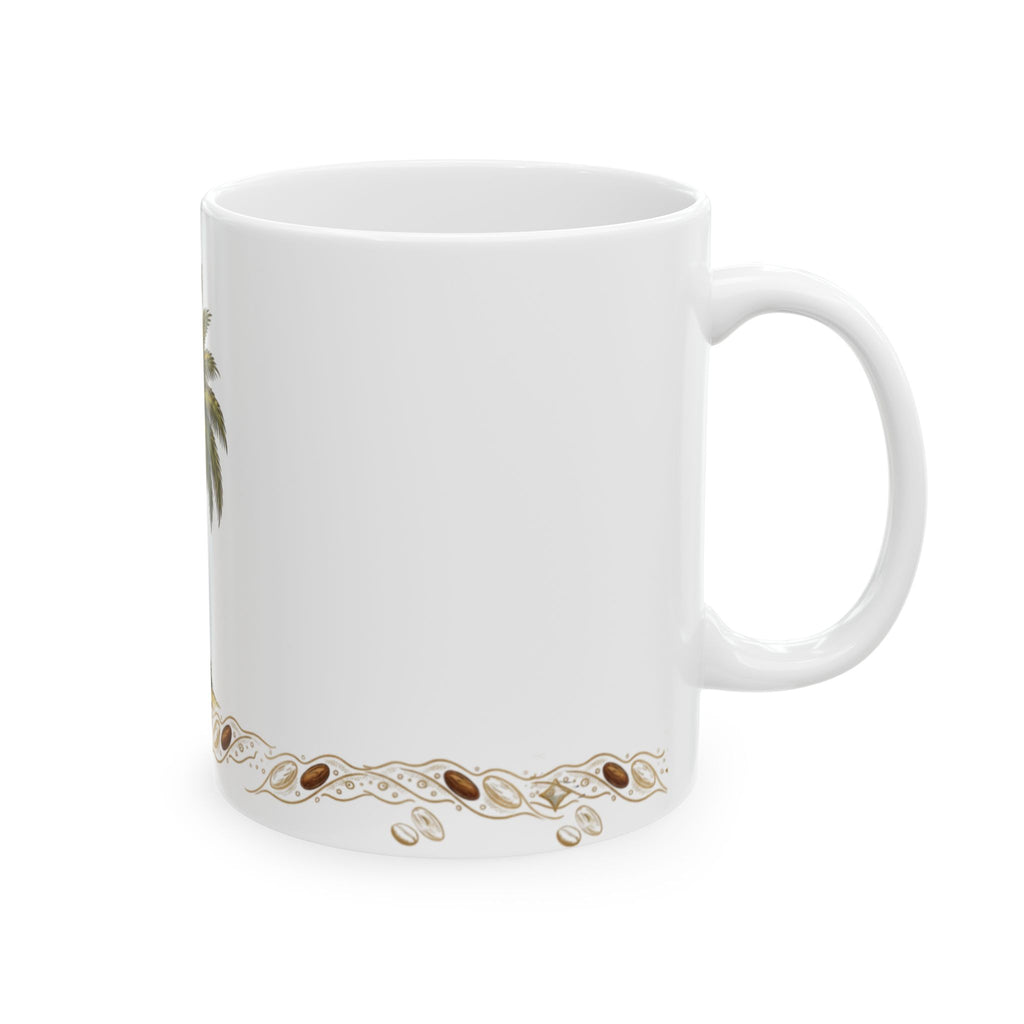 Tropical Palm Tree Coffee Mug – Vintage Beach Shells Ceramic Mug (11oz & 15oz)