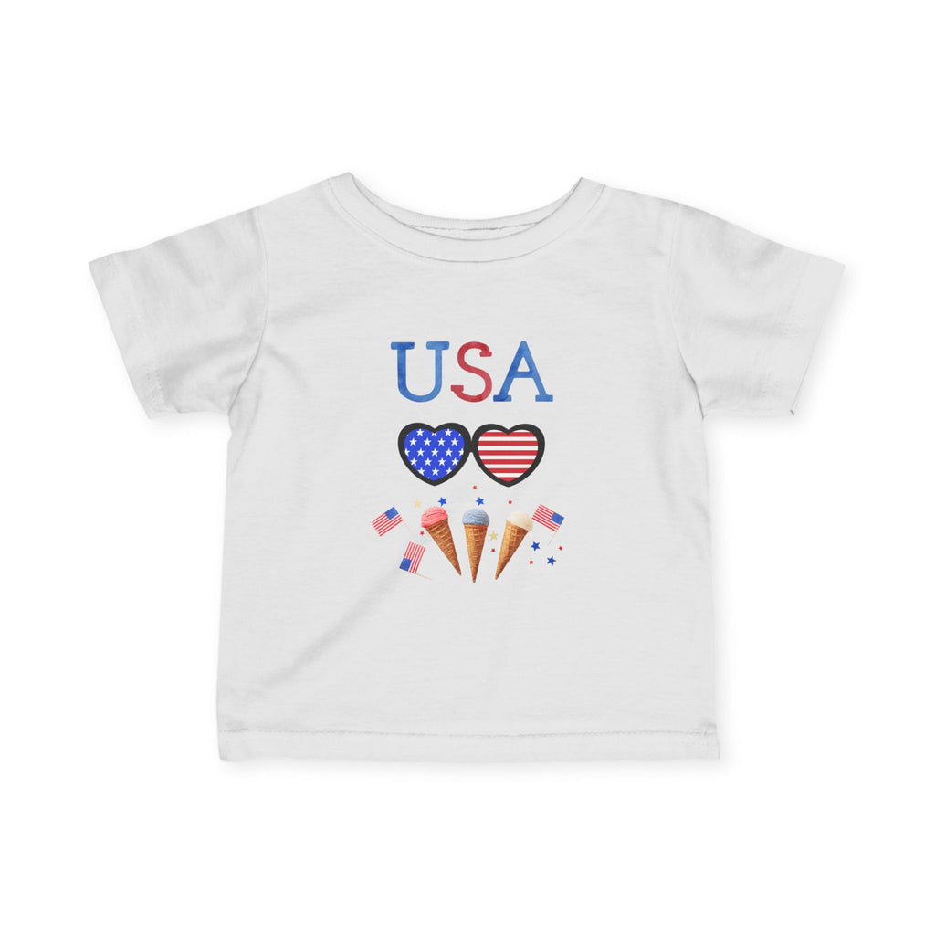 Infant Tee - USA Hearts & Ice Cream Cones Baby 4th of July Top