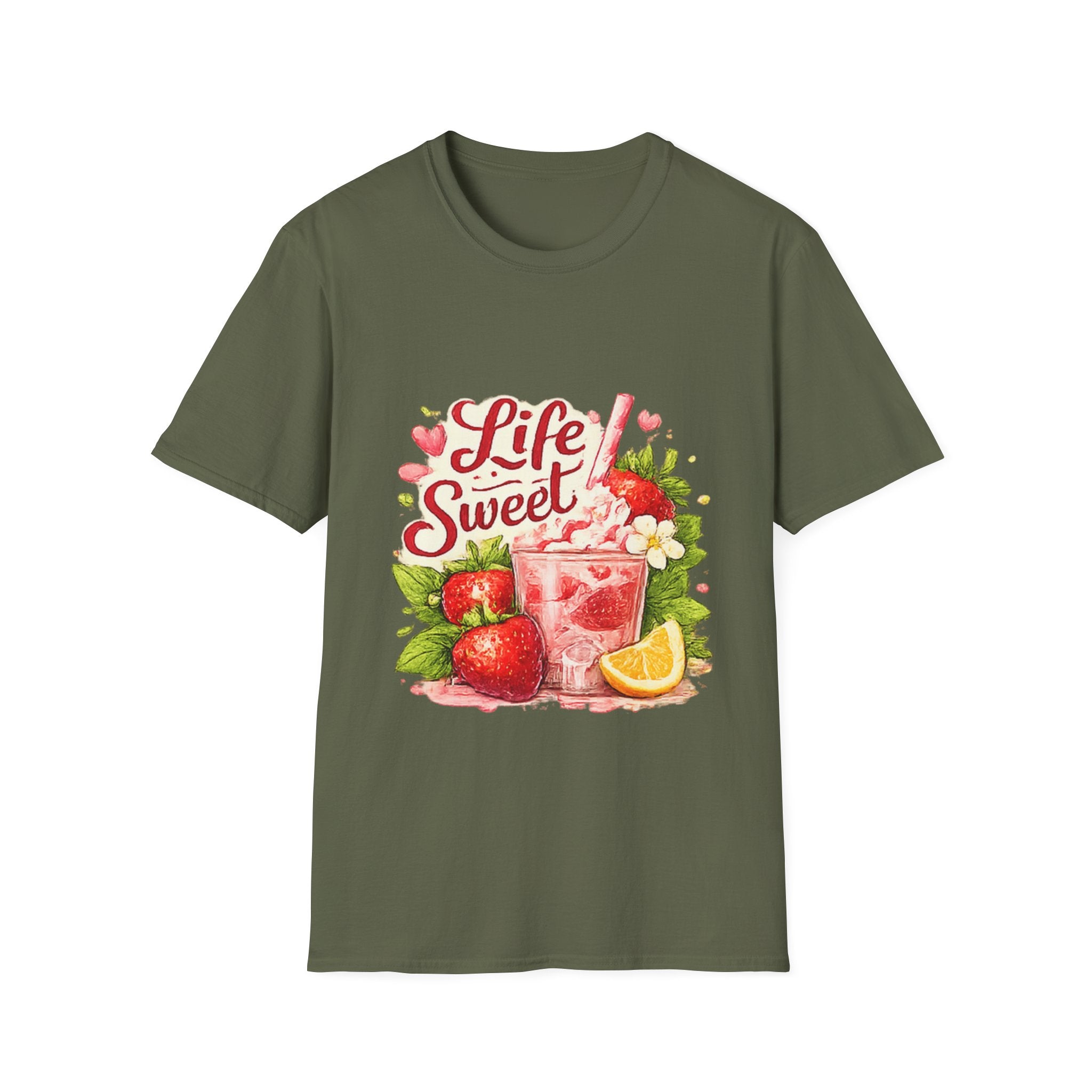 T-Shirt — "Life Sweet" Strawberry Lemonade Graphic Tee