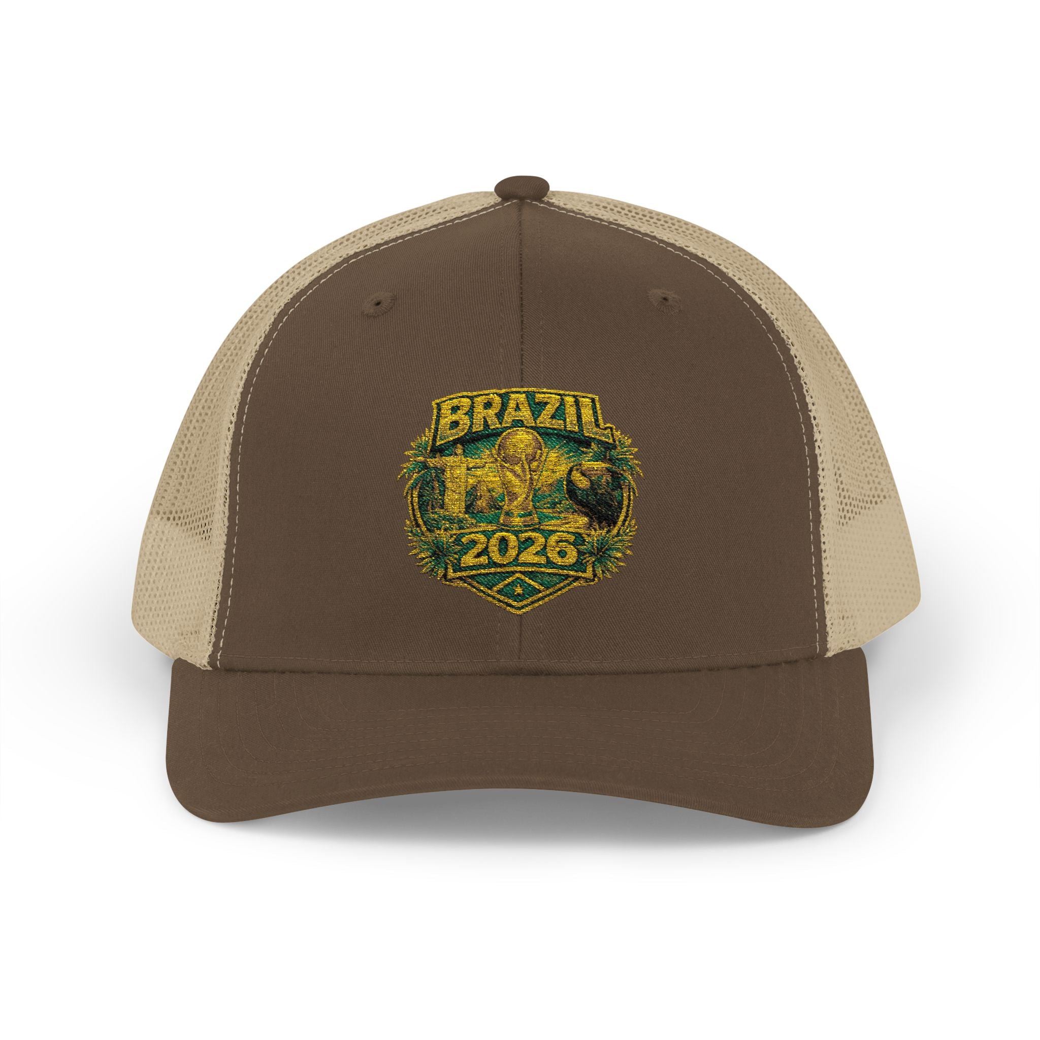 Brazil  Vintage Patch Trucker Cap — Rustic 2026 Crest Snapback