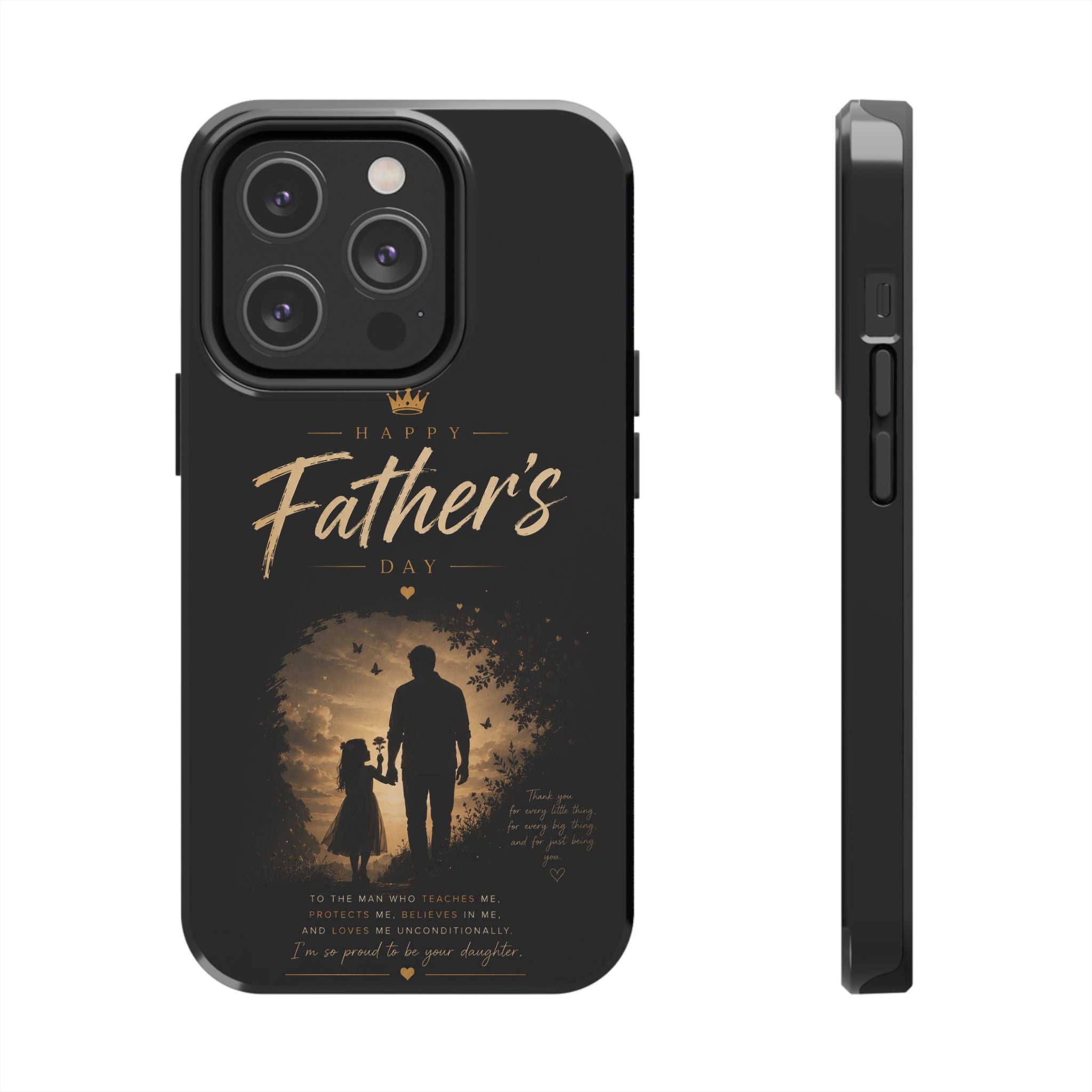 Father's Day Tough Phone Case — 'Happy Father's Day' Silhouette Design