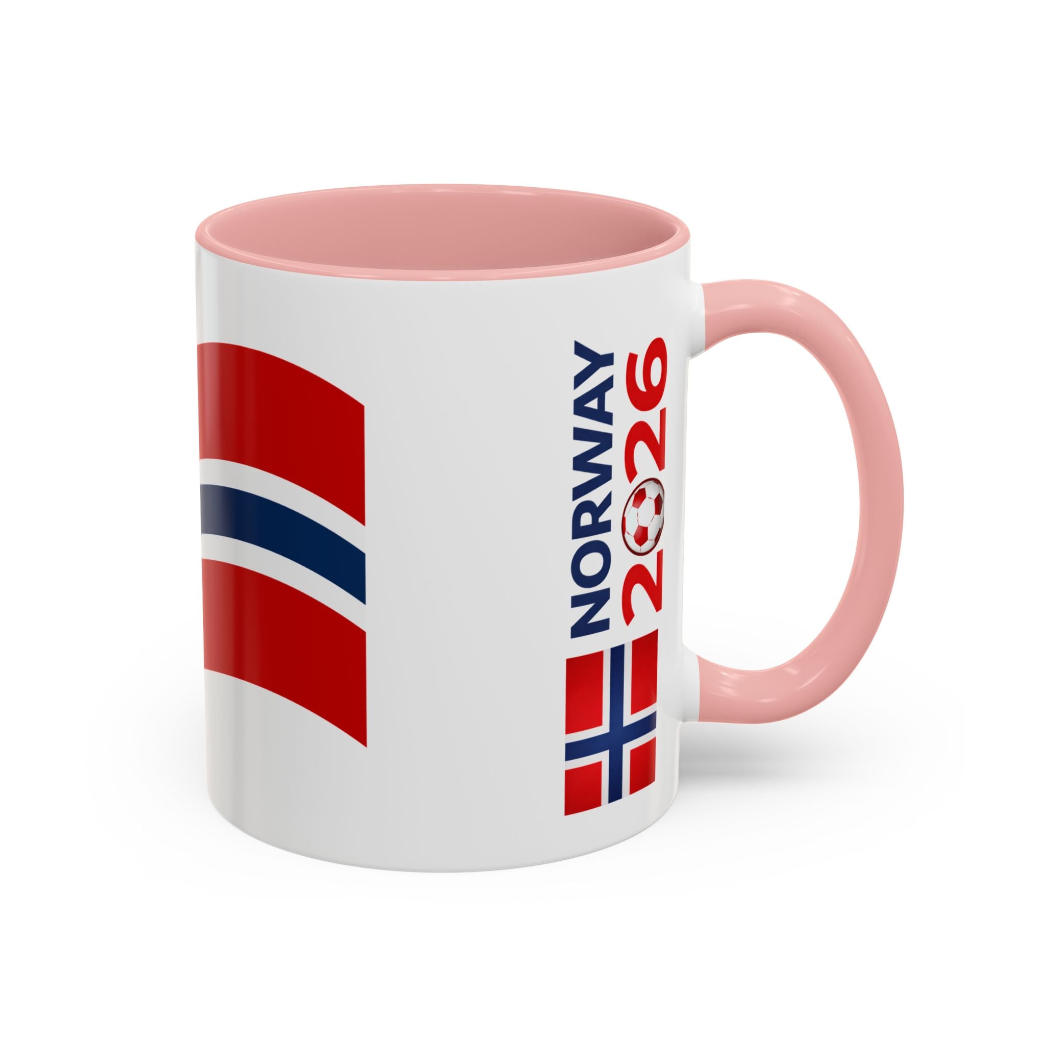 Norway Flag Accent Coffee Mug – Norway 2026 Soccer Fan Ceramic Mug (11/15oz)
