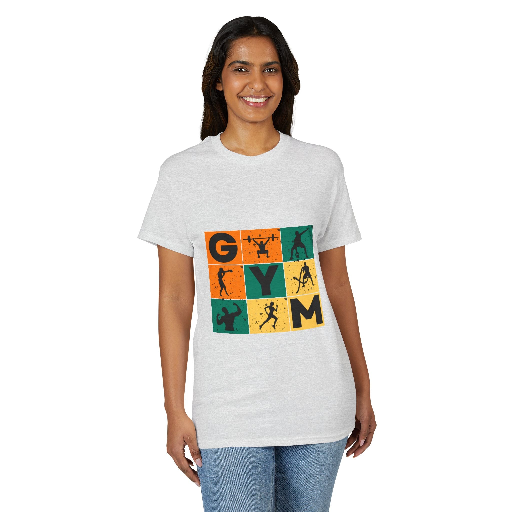 Gym Blocks Graphic T-Shirt — Retro Fitness Silhouette Tee