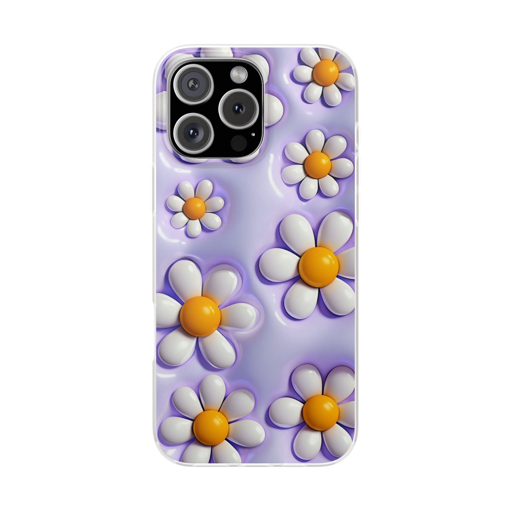 Purple 3D Daisy Phone Case – Cute Floral iPhone Flexi Case