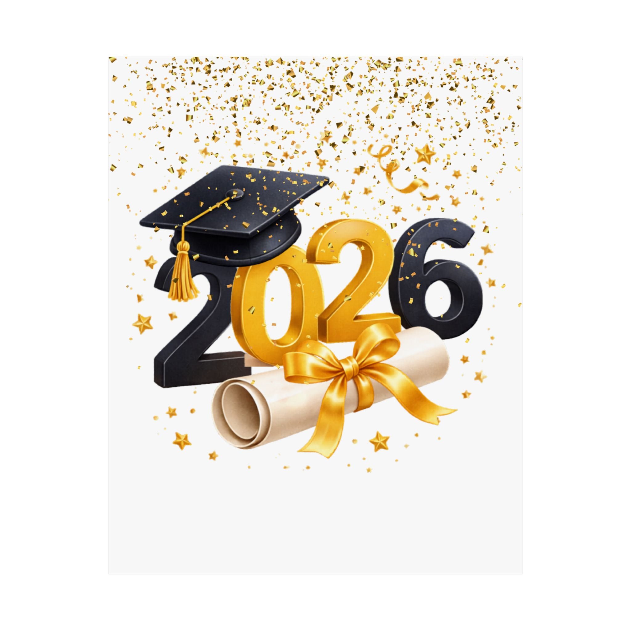 2026 Graduation Poster — Matte Vertical Graduation Wall Art with Cap & Diploma