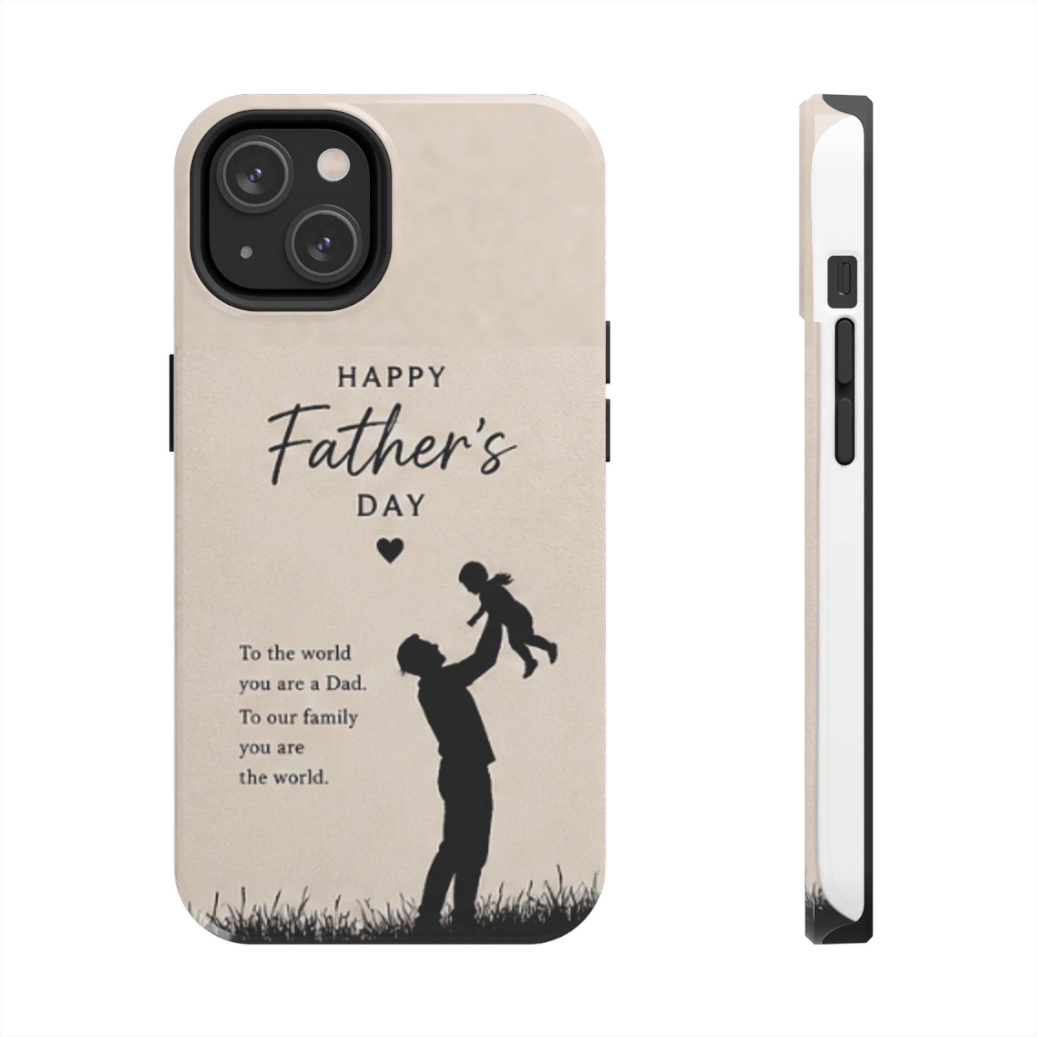 Father's Day Tough Phone Case — "Happy Father's Day" Silhouette Dad & Child Protective Cover