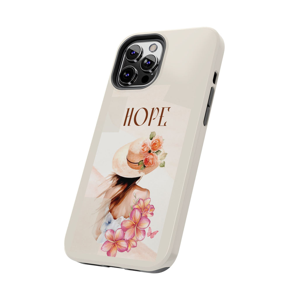 Hope Floral Tough Phone Case — Protective iPhone Case with Watercolor Girl & Flowers