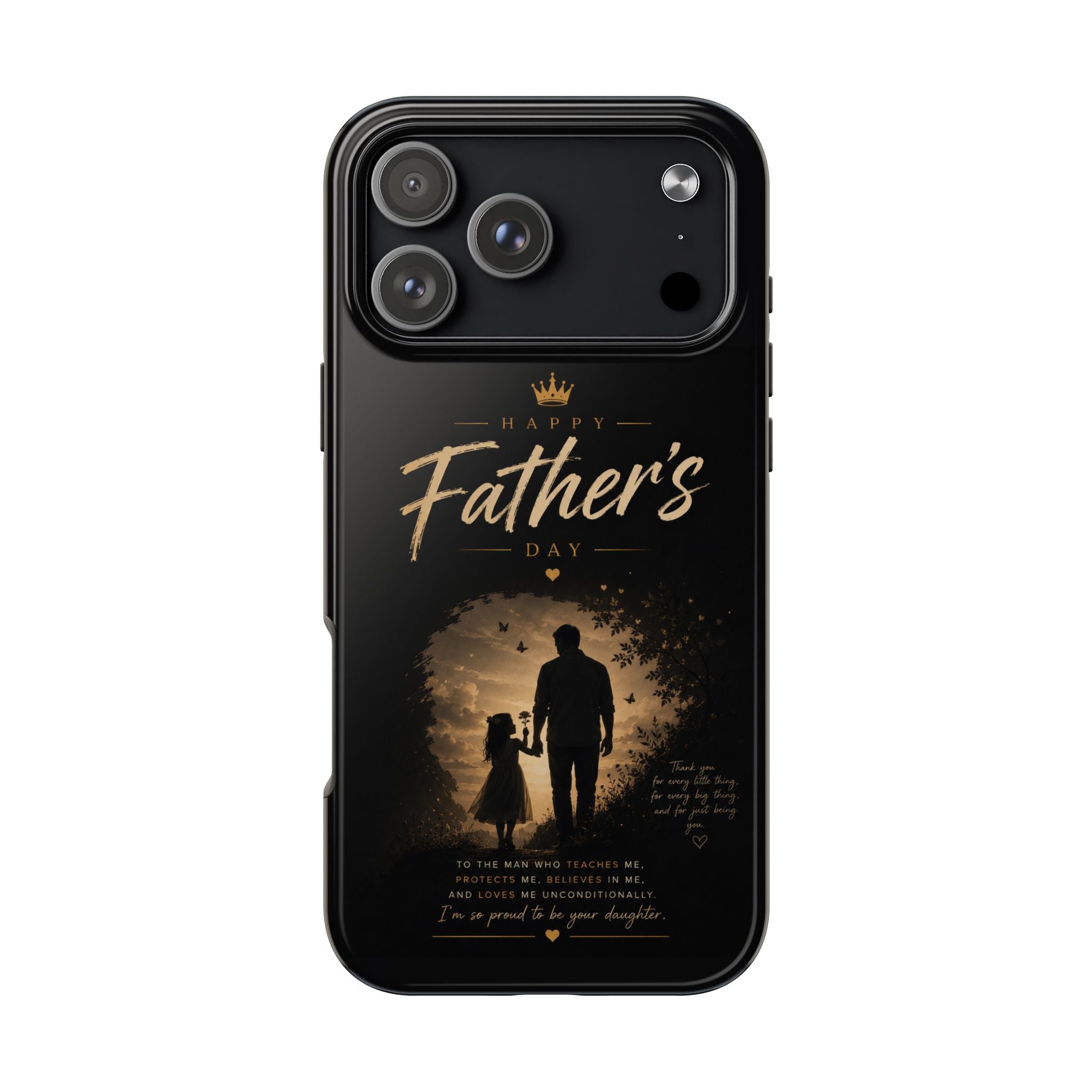 Father's Day Tough Phone Case — 'Happy Father's Day' Silhouette Design