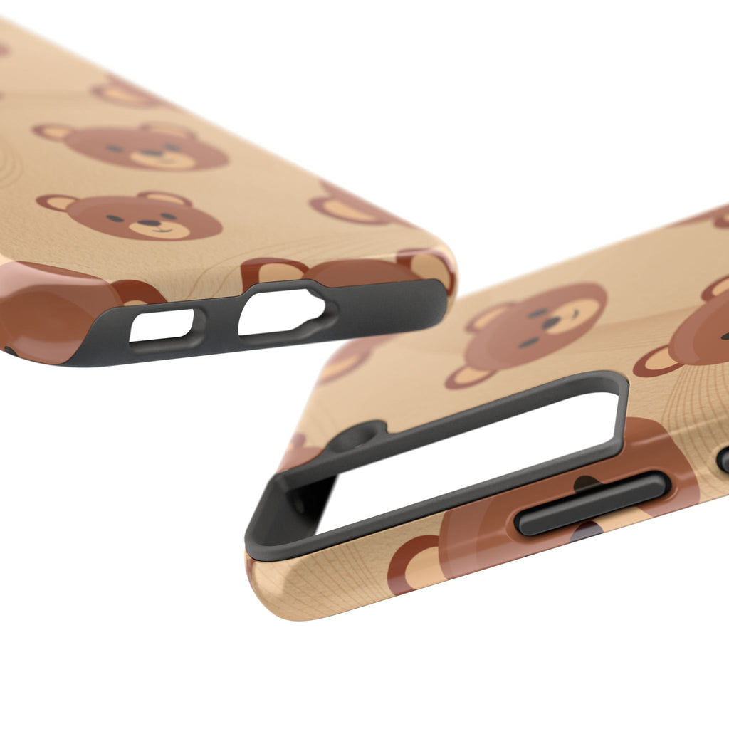 Bear Pattern Tough Phone Case — Cute Brown Bear Protective Phone Cover