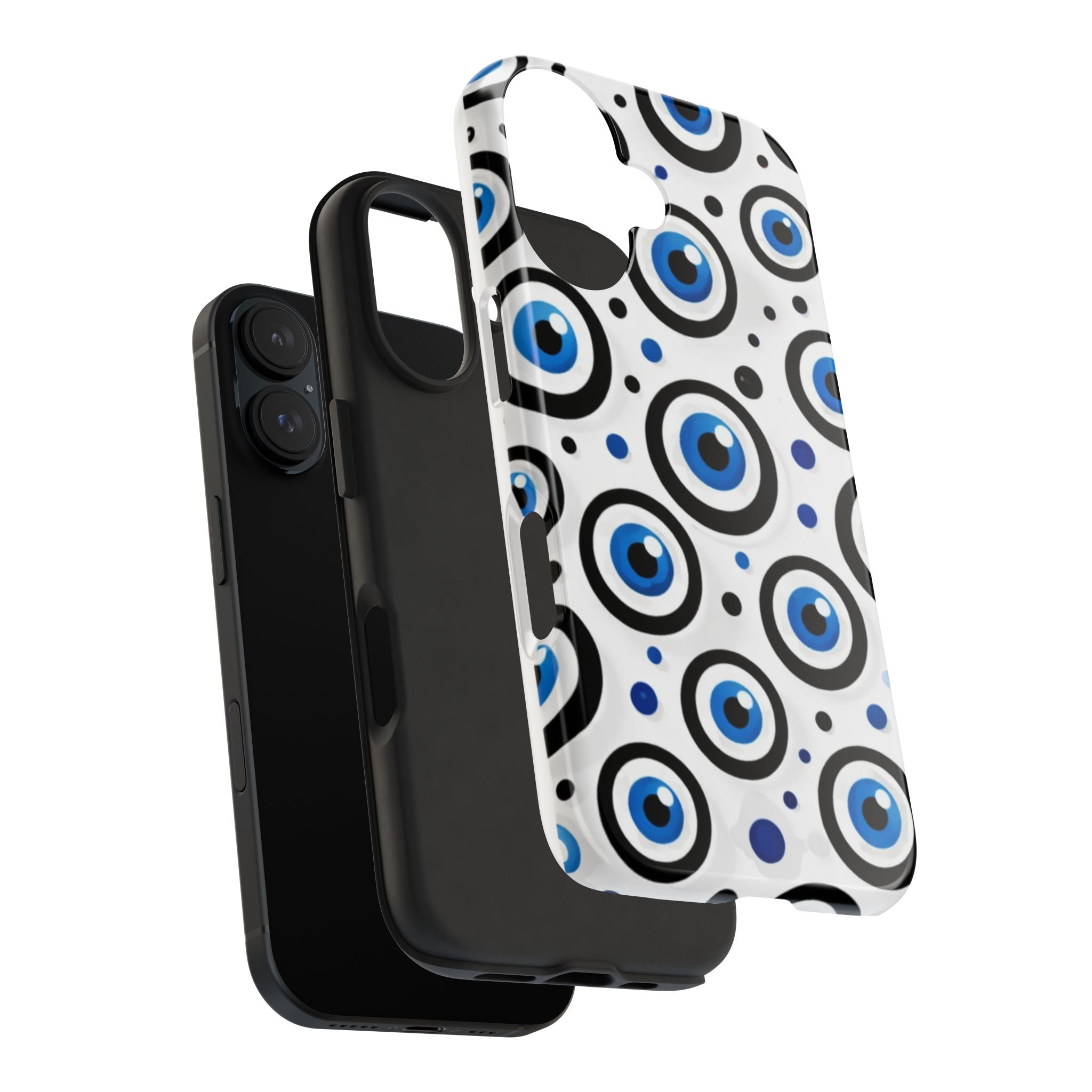 Blue Evil Eye Pattern Tough Phone Case — Protective Ceramic Nazar Design
