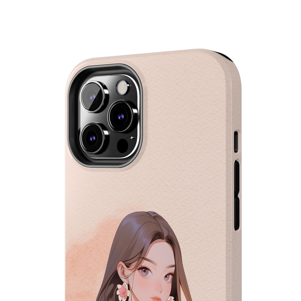 Tough Phone Case — Elegant Anime Girl Illustration, Protective Slim Phone Cover