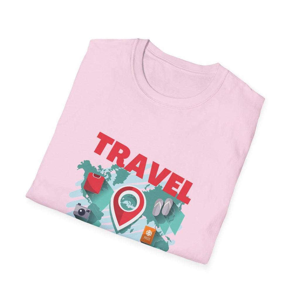Travel Is My Therapy T-Shirt — Wanderlust Map Tee for Travelers & Adventure Lovers