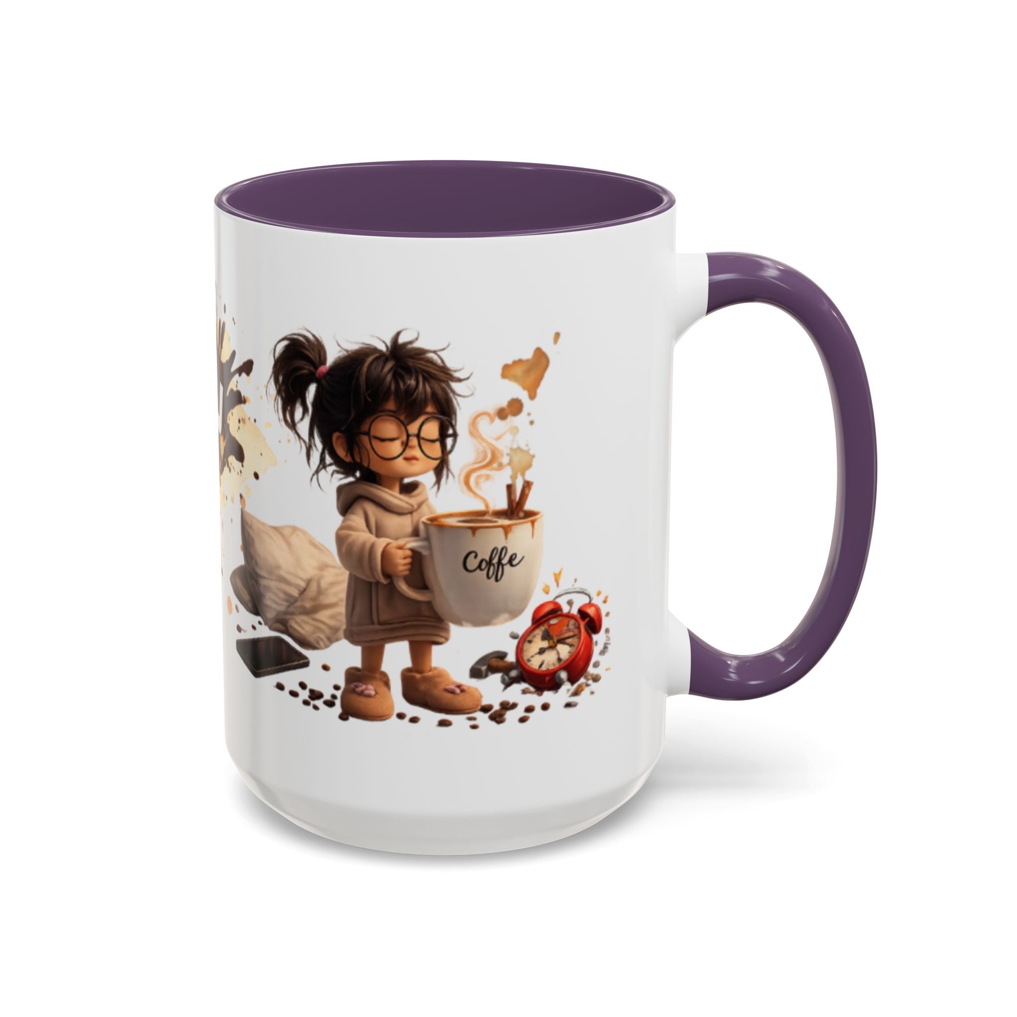 Cute Coffee Girl Accent Mug — Arabic Script Coffee Design (11/15oz)