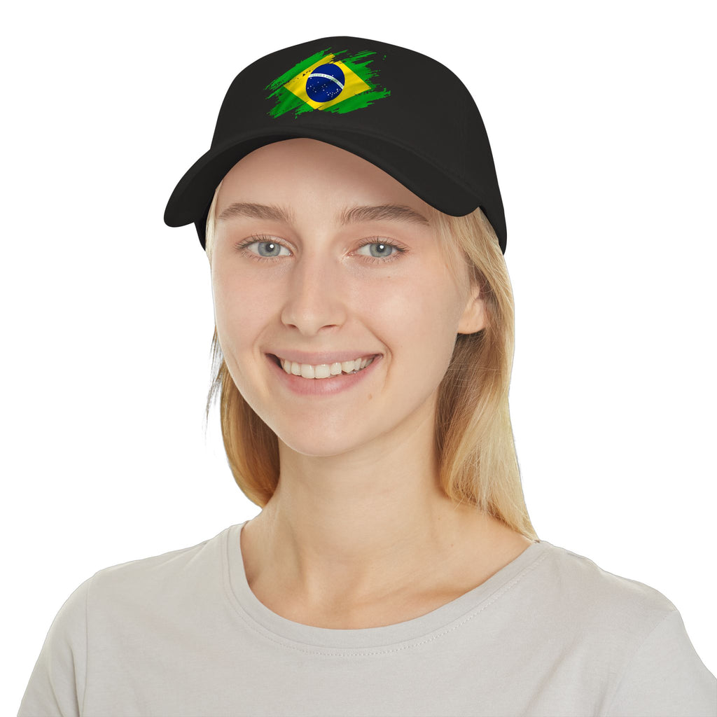 Brazil Flag Baseball Cap — Distressed Brushstroke Brazilian Flag Hat